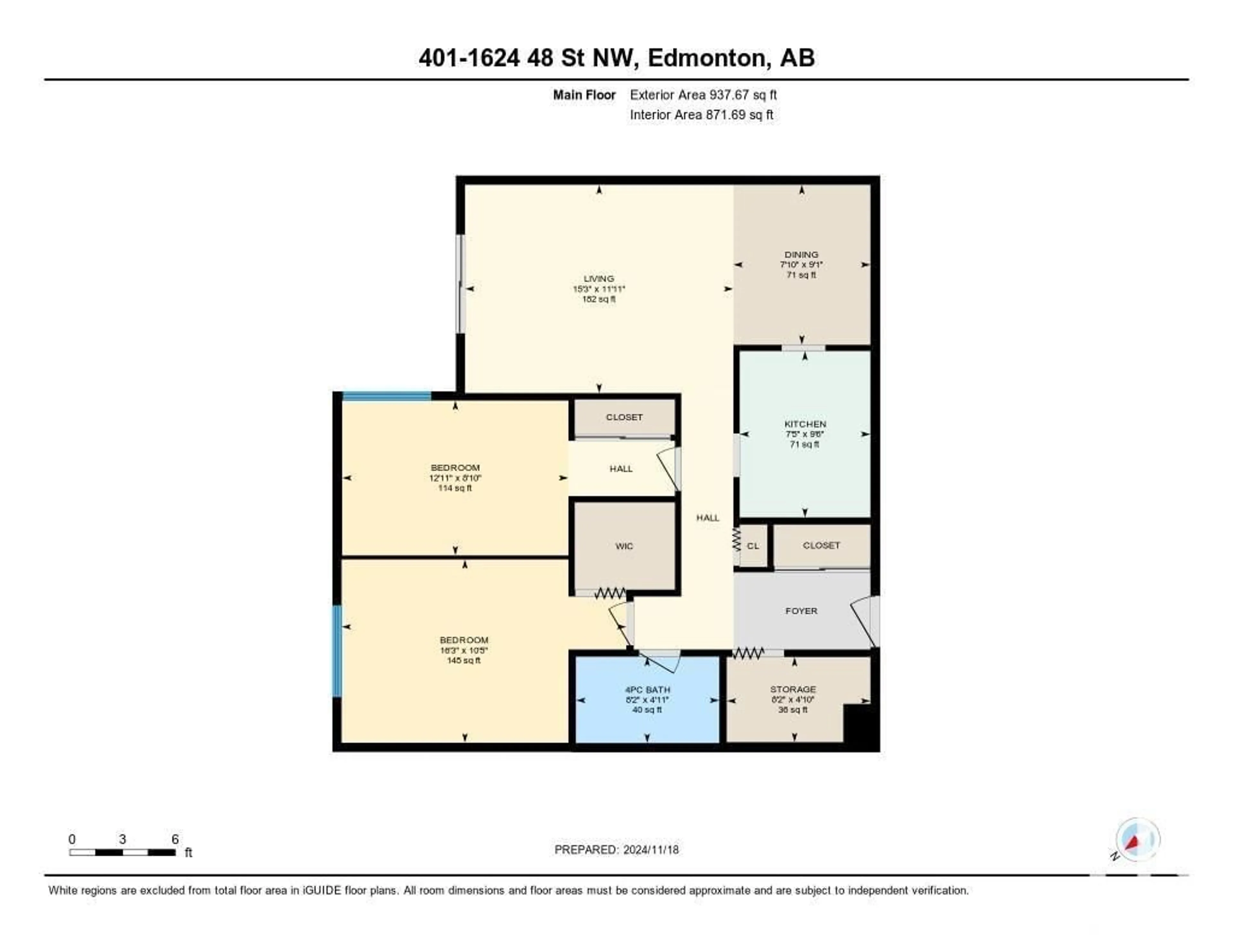 Floor plan for 401 - 1624 48 ST NW, Edmonton Alberta T6L5P1
