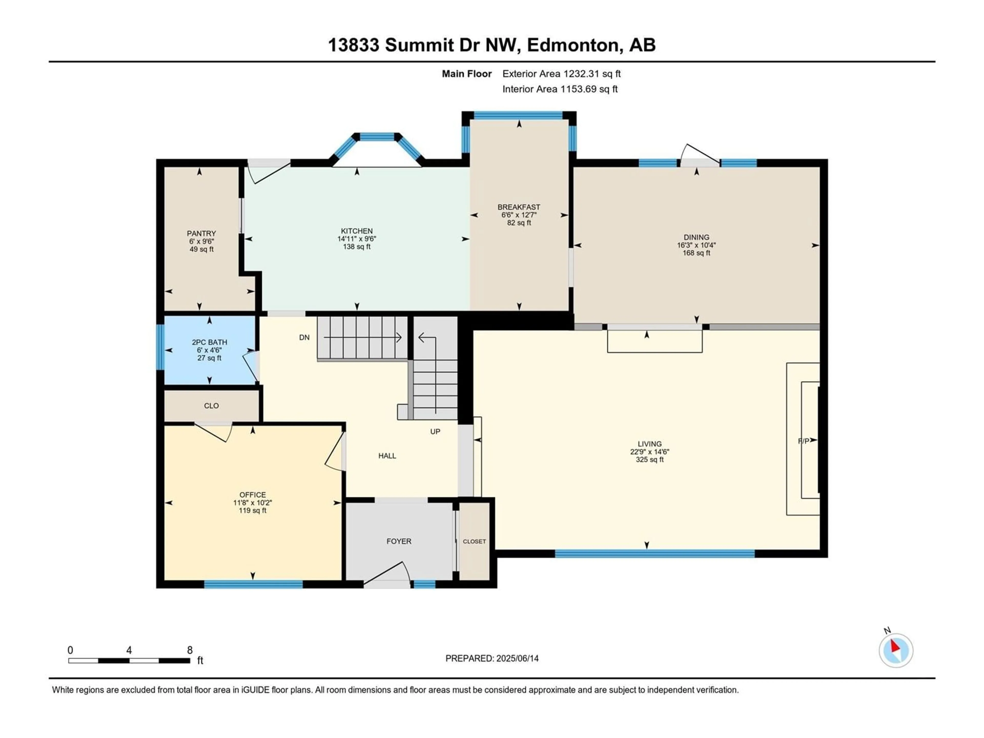 Floor plan for NW - 13833 SUMMIT DR, Edmonton Alberta T5N3S8
