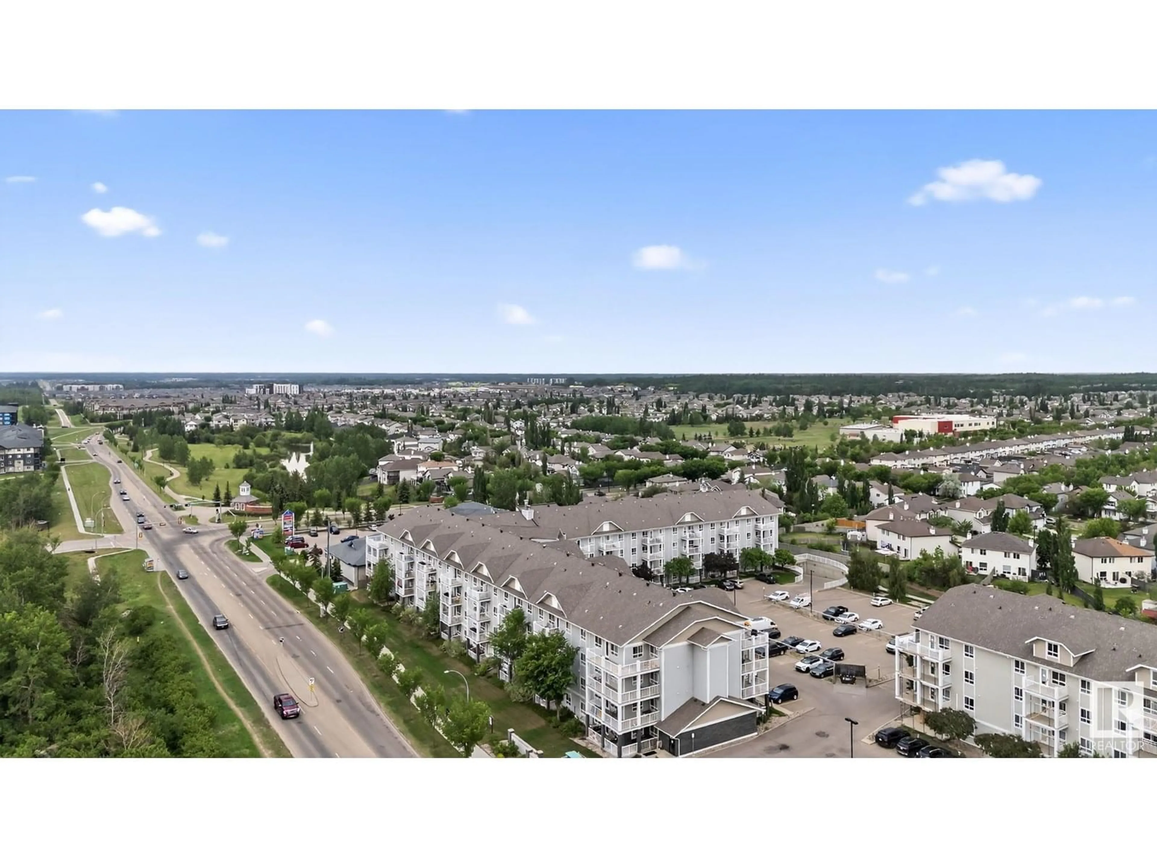 A pic from outside/outdoor area/front of a property/back of a property/a pic from drone, city buildings view from balcony for #114 - 5340 199 ST, Edmonton Alberta T6M0A5