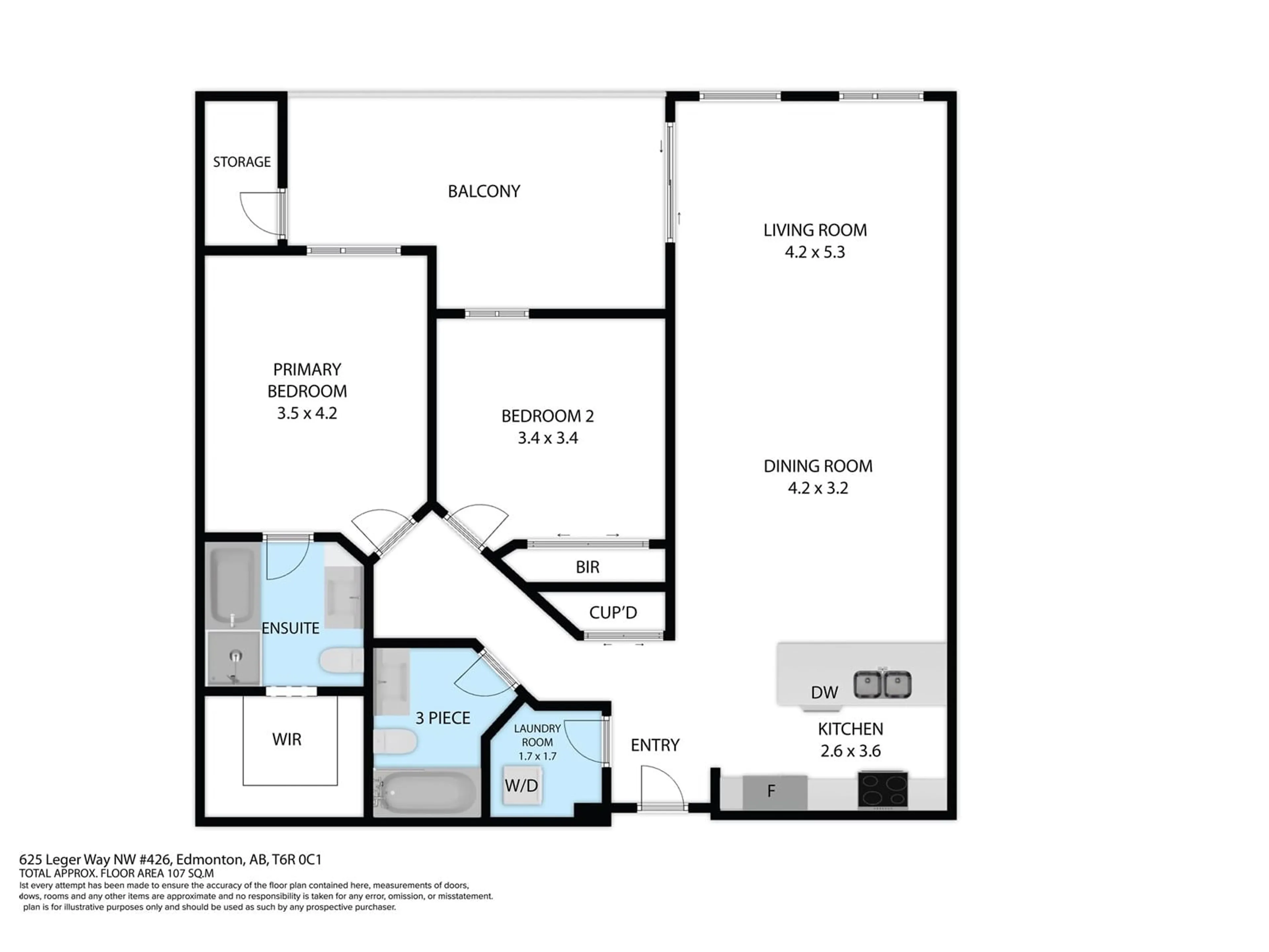 Floor plan for #413 - 625 LEGER WY, Edmonton Alberta T6R0W4