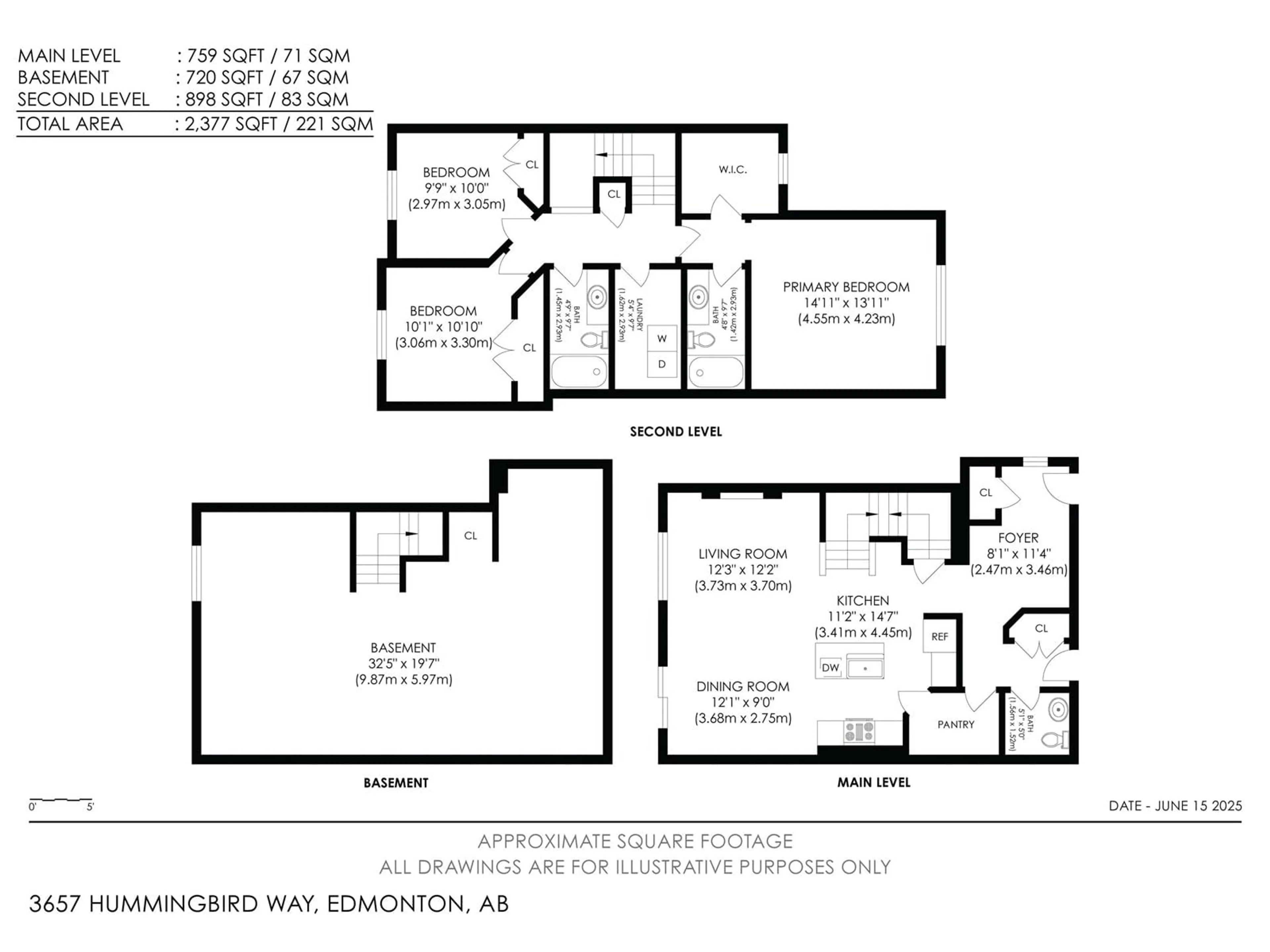 Floor plan for 3657 HUMMINGBIRD WY, Edmonton Alberta T5S0K7