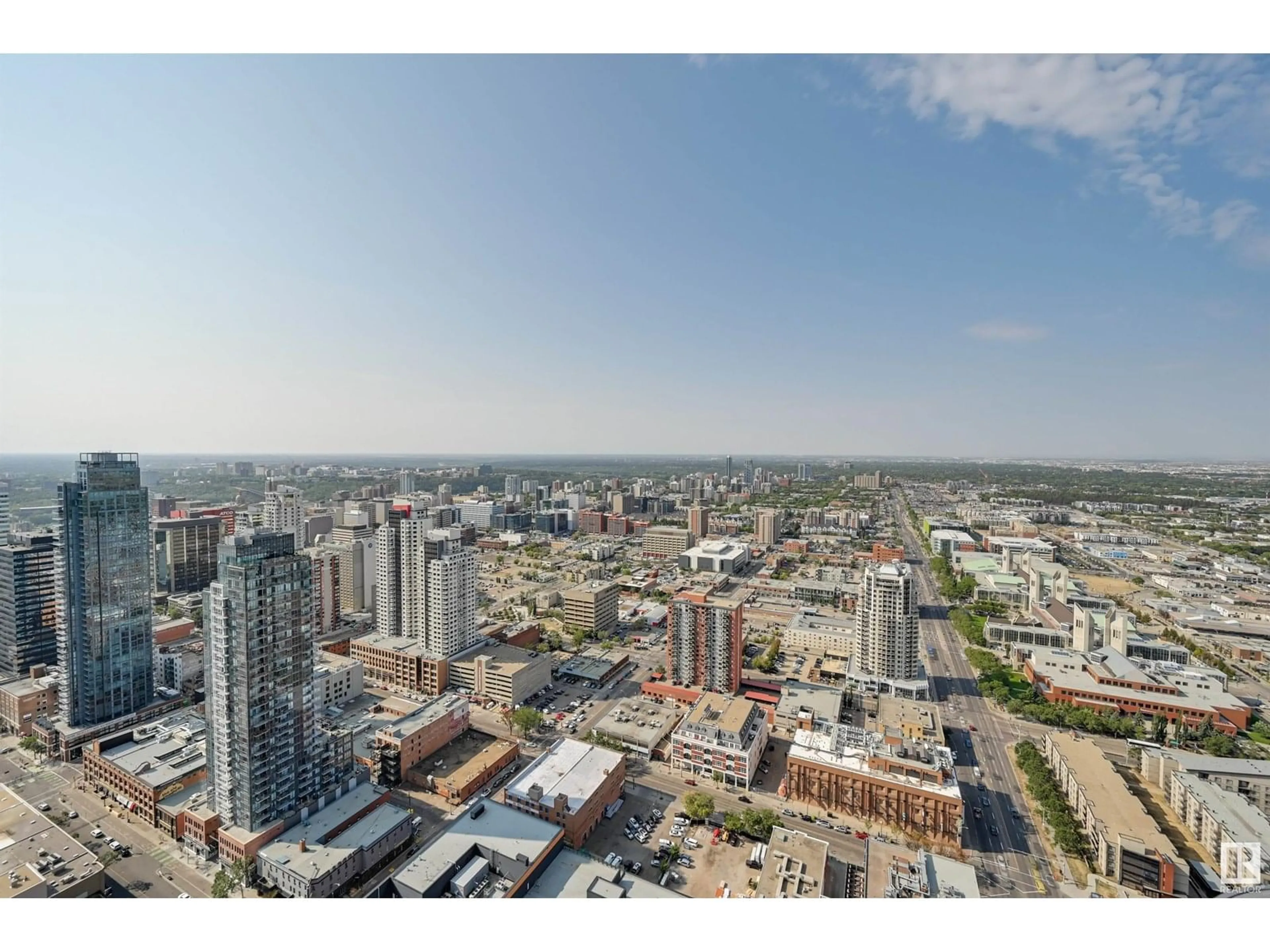 A pic from outside/outdoor area/front of a property/back of a property/a pic from drone, city buildings view from balcony for 10360 - 4207 102 ST NW, Edmonton Alberta T5J0K6