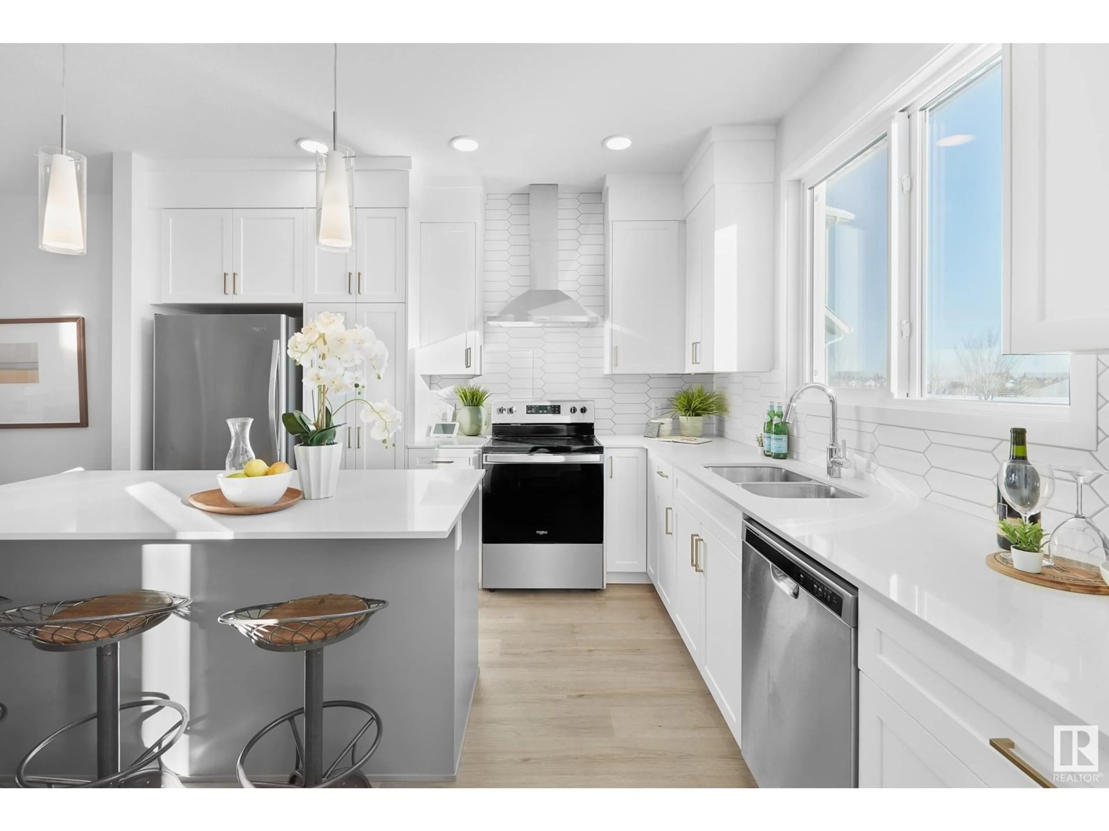 Contemporary kitchen, ceramic/tile floor for 1306 PODERSKY WD, Edmonton Alberta T6W5E4