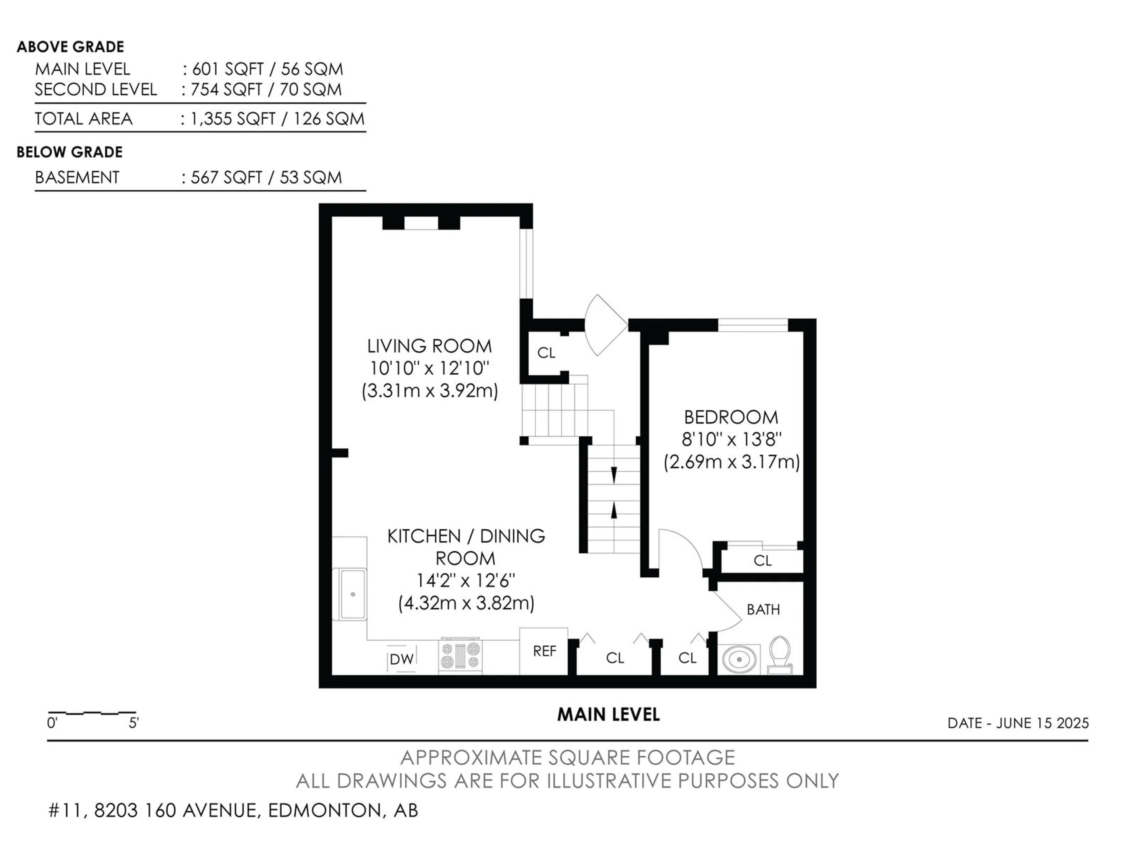 Floor plan for 8203 - 11 160 AV, Edmonton Alberta T5Z3C1