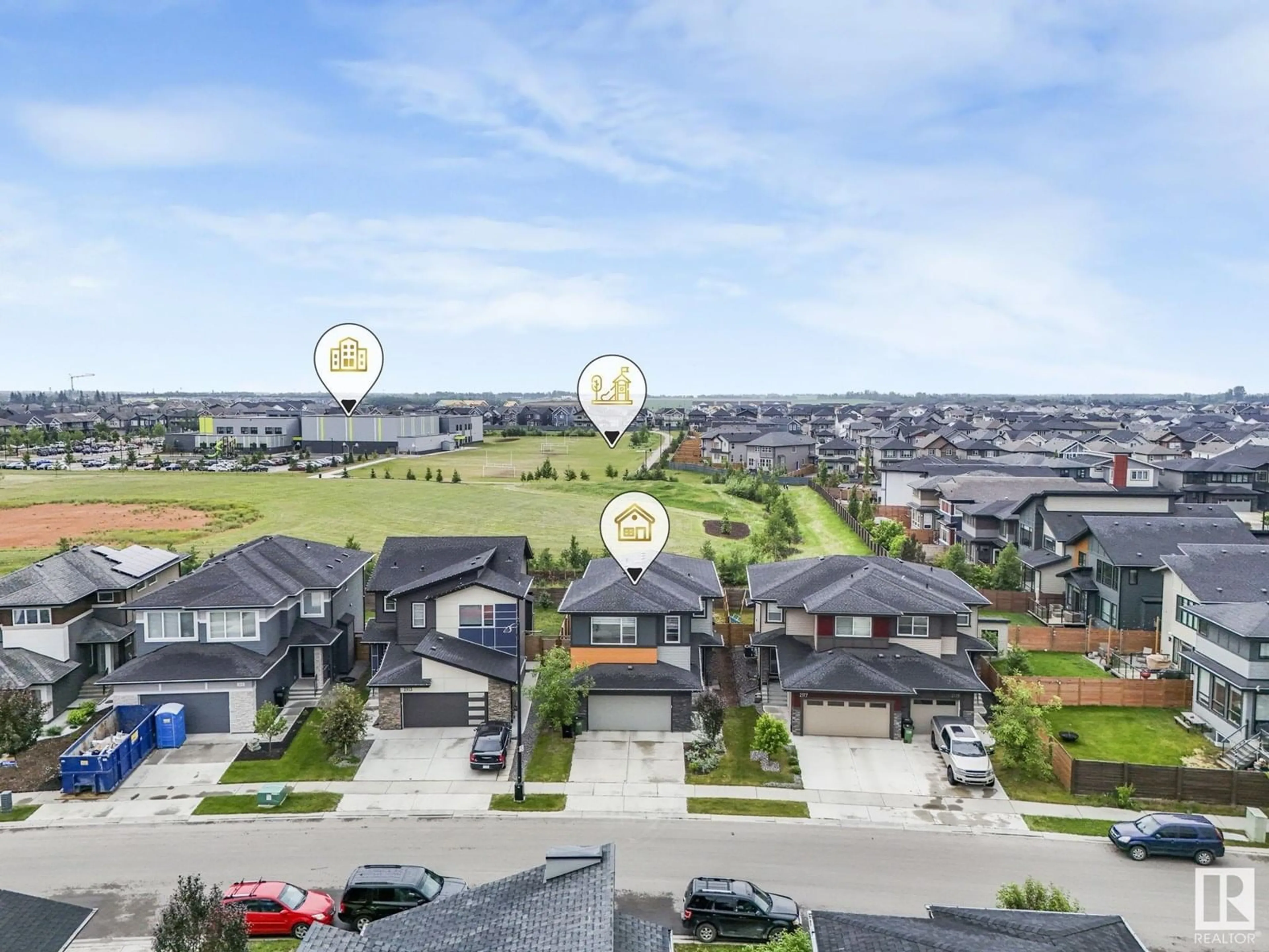 A pic from outside/outdoor area/front of a property/back of a property/a pic from drone, street for 2115 KOSHAL WY, Edmonton Alberta T6W3R8