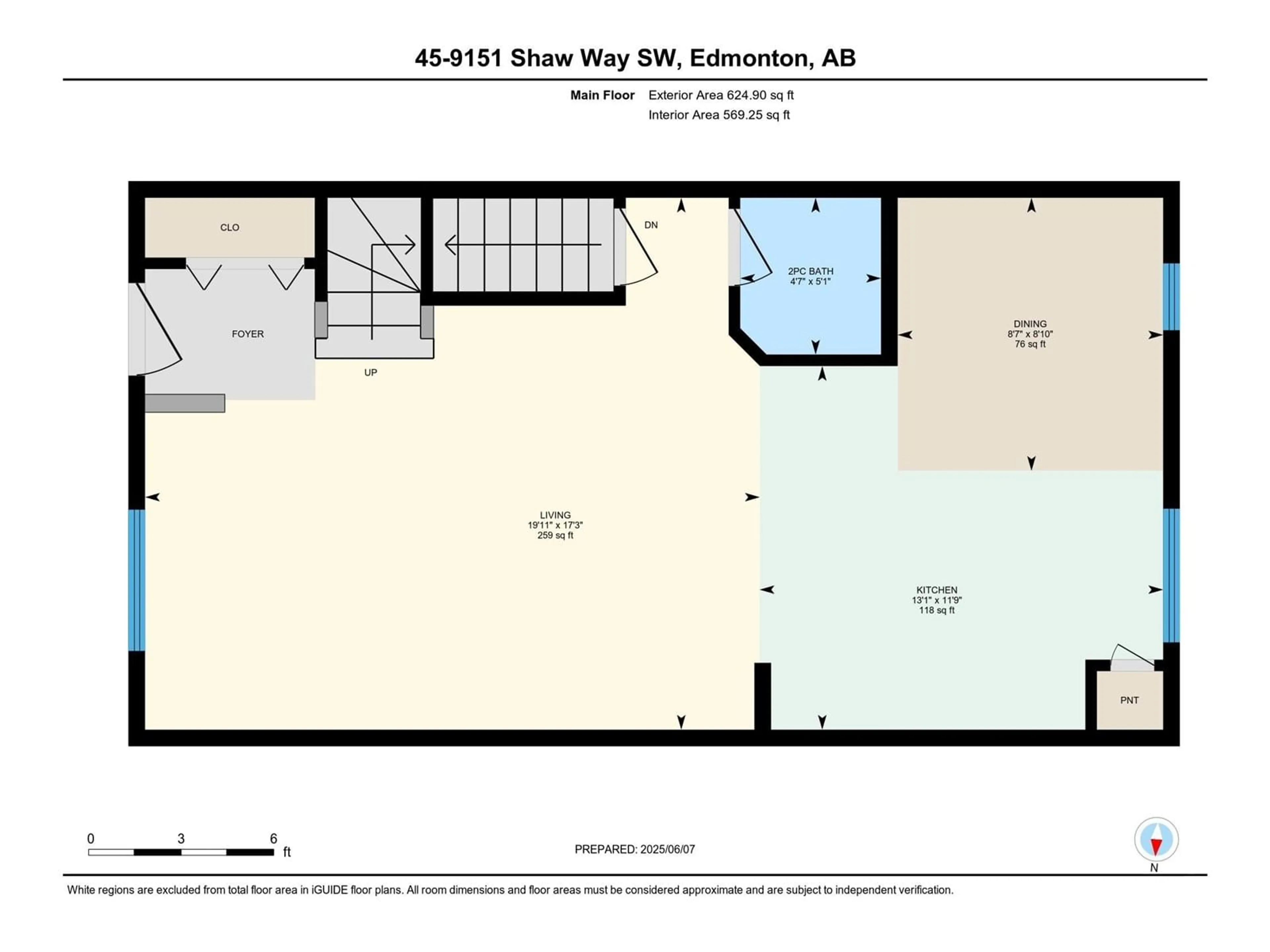 Floor plan for #45 - 9151 SHAW WY, Edmonton Alberta T6X1W7