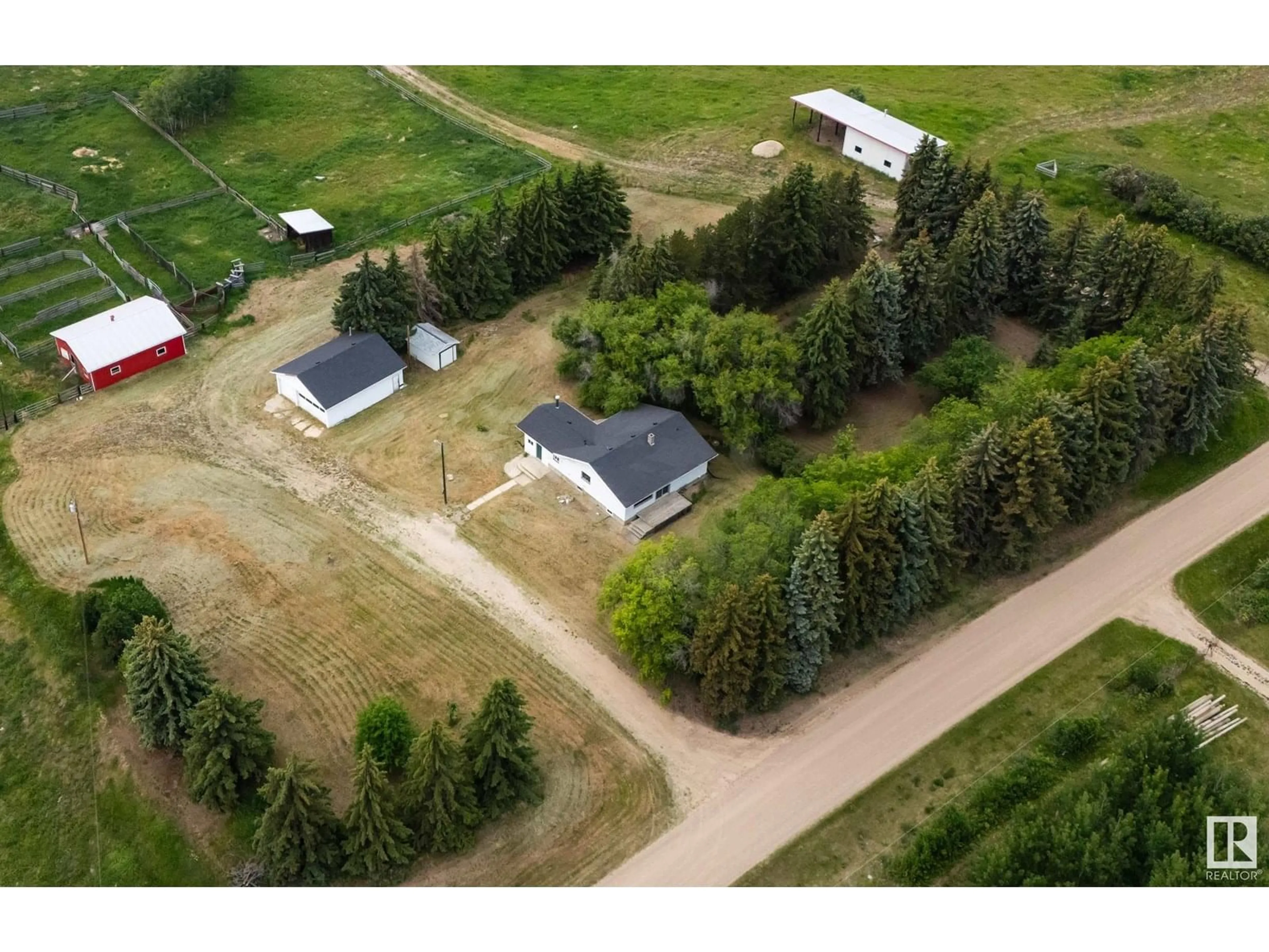 A pic from outside/outdoor area/front of a property/back of a property/a pic from drone, unknown for 58228 RANGE ROAD 30, Rural Barrhead County Alberta T7N0N2