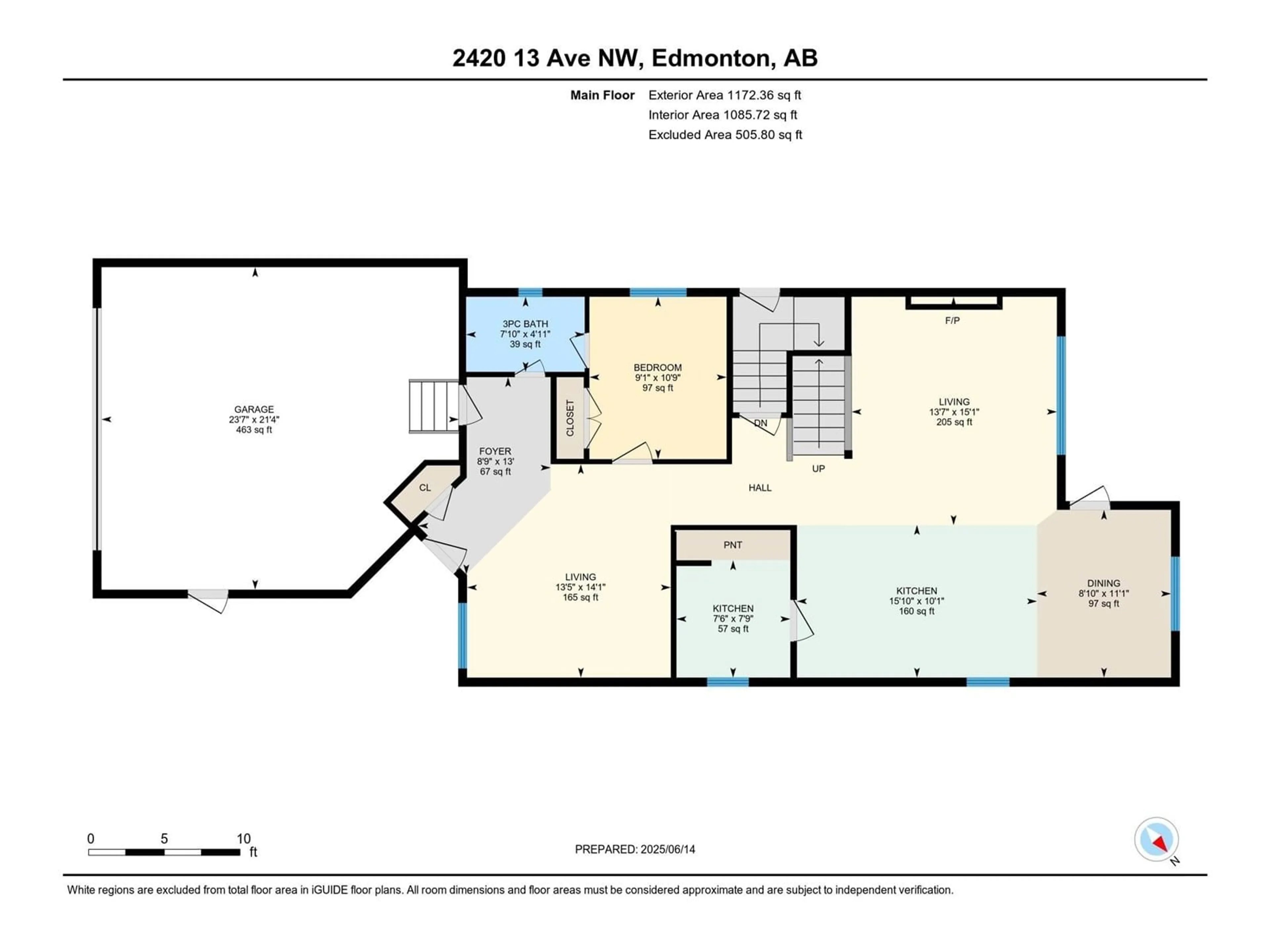 Floor plan for 2420 13 AV, Edmonton Alberta T6T2M7