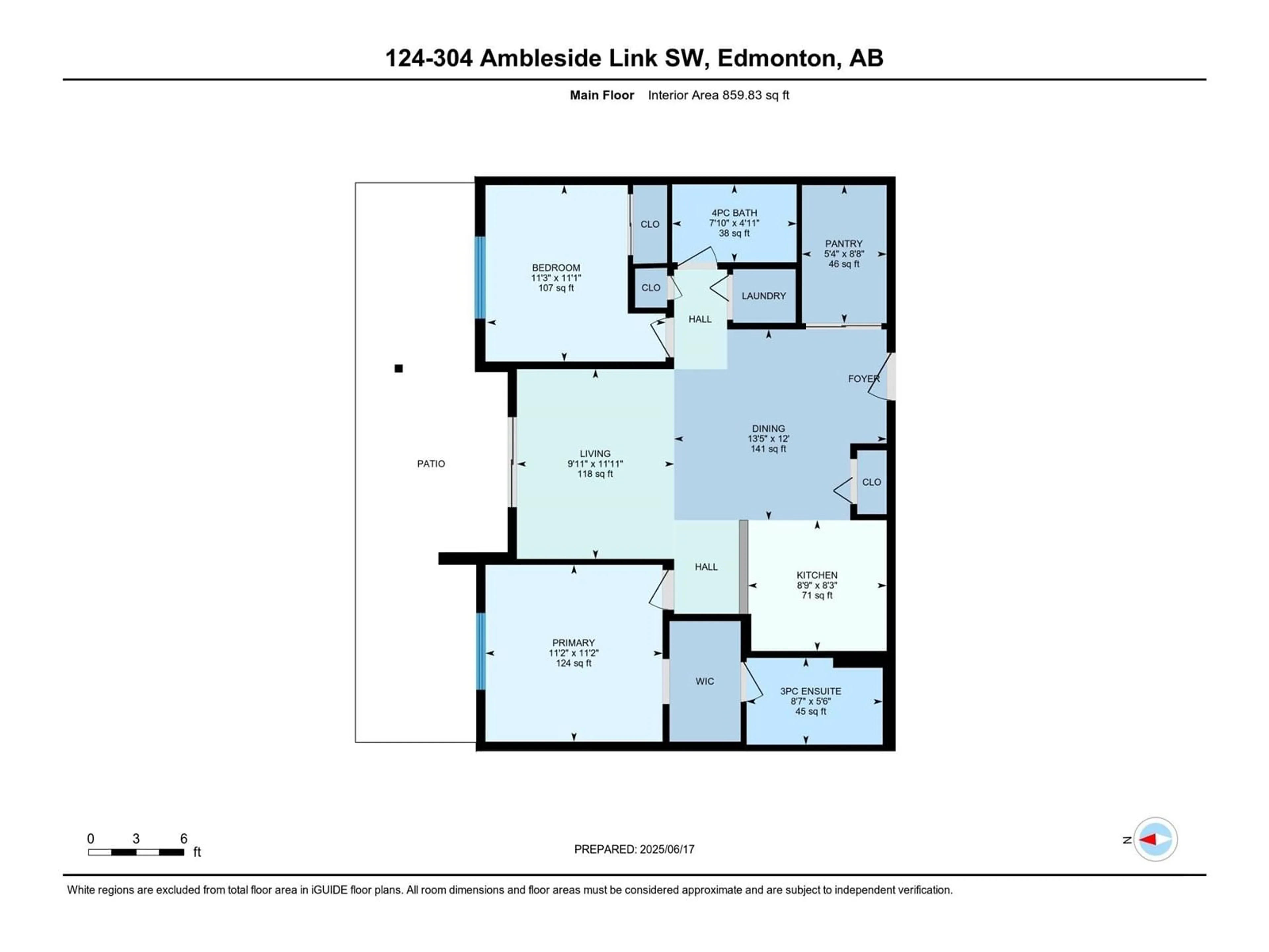 Floor plan for 304 - 124 AMBLESIDE LINK LI, Edmonton Alberta T6W0V2