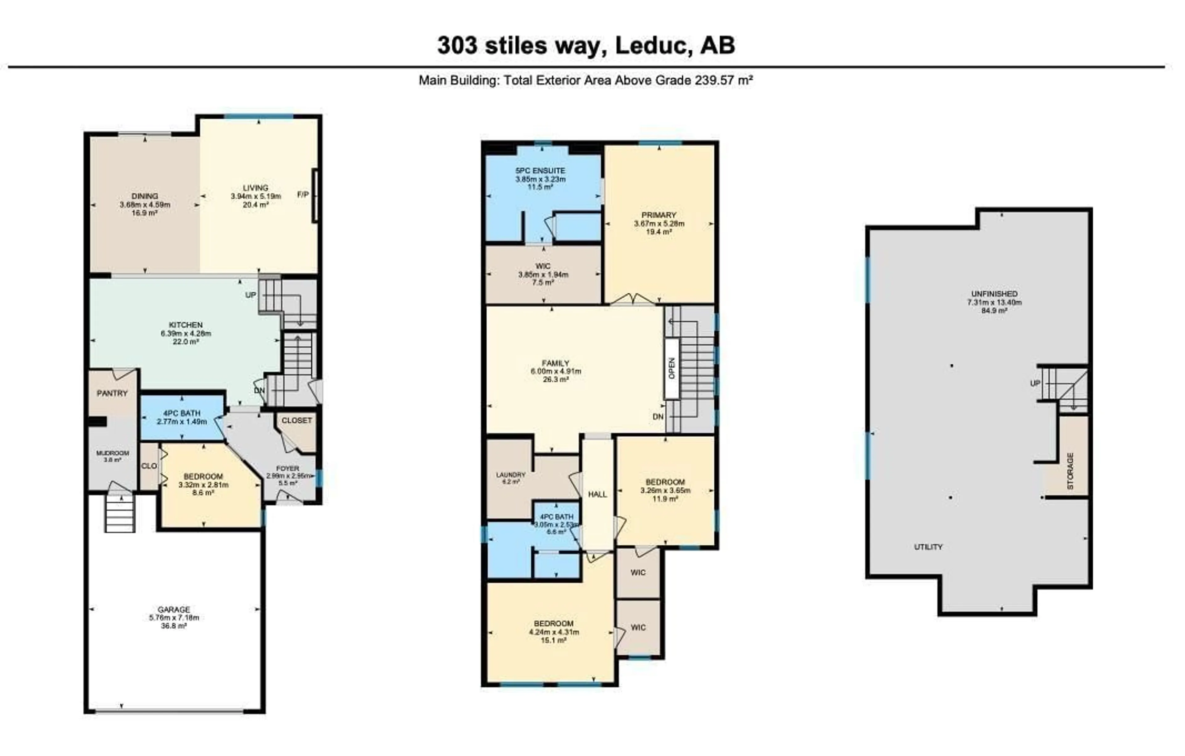 Floor plan for 303 STILES WY, Leduc Alberta X0X0X0