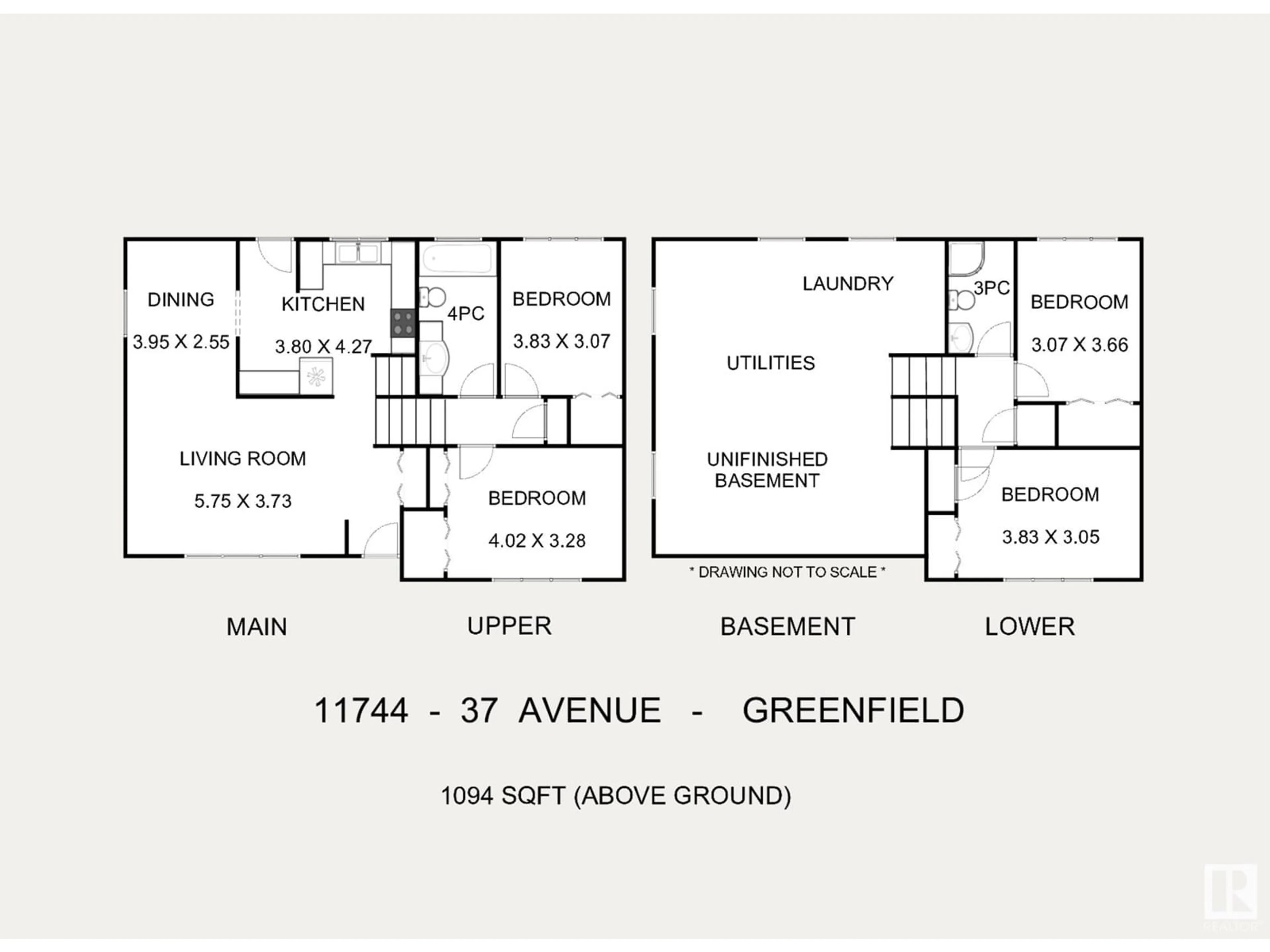 Floor plan for 11744 37 AV, Edmonton Alberta T6J0J2