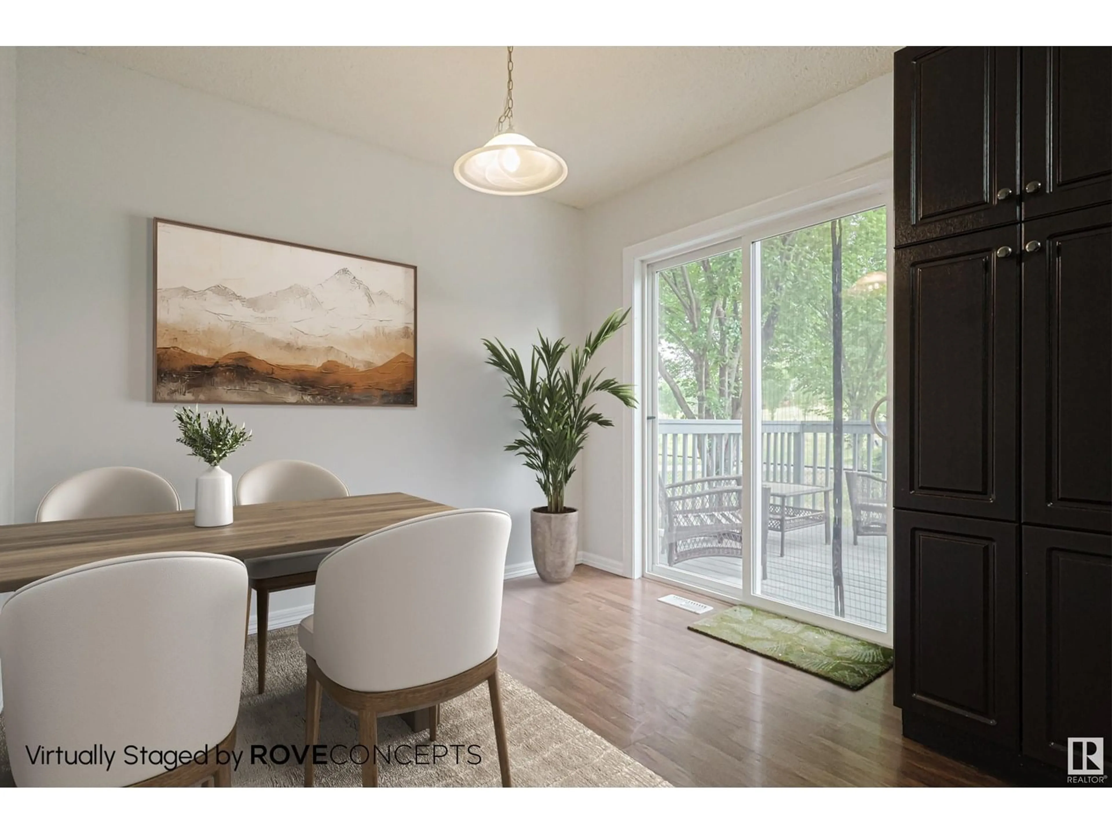 Dining room, wood/laminate floor for #9 - 1404 HERMITAGE RD, Edmonton Alberta T5A0P5