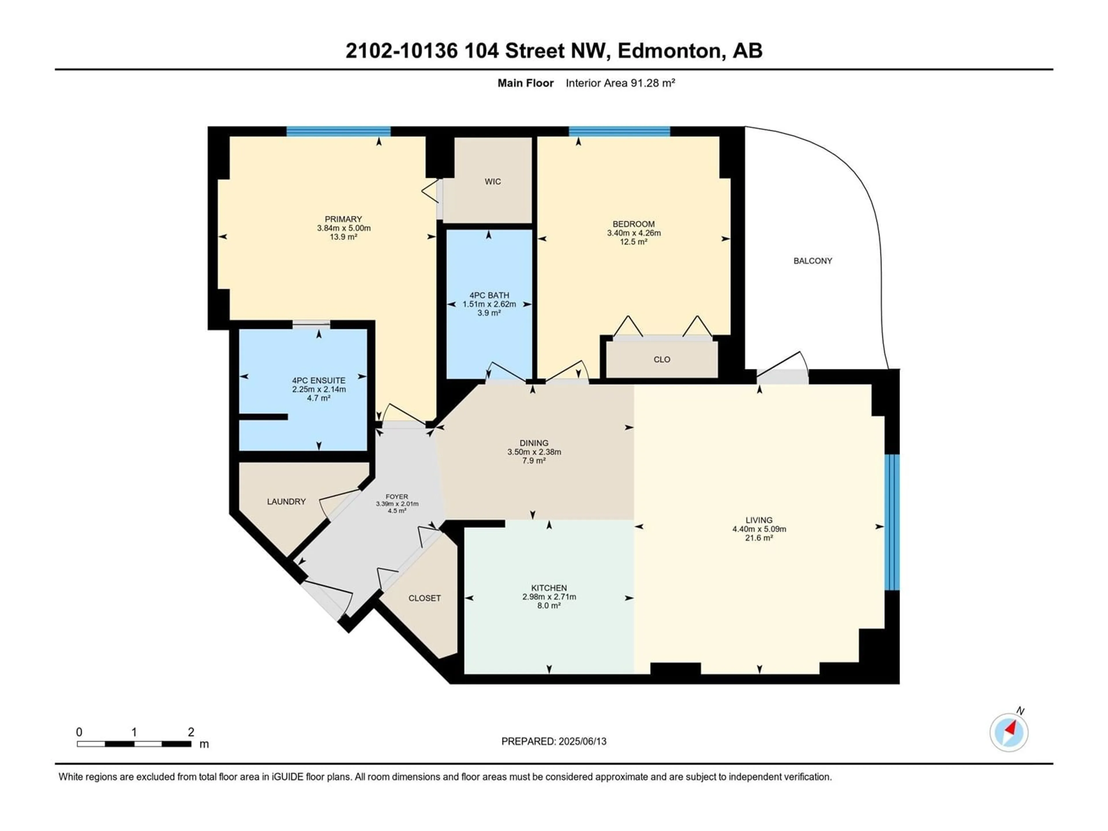 Floor plan for 2102 - 10136 104 ST NW, Edmonton Alberta T5J0B5