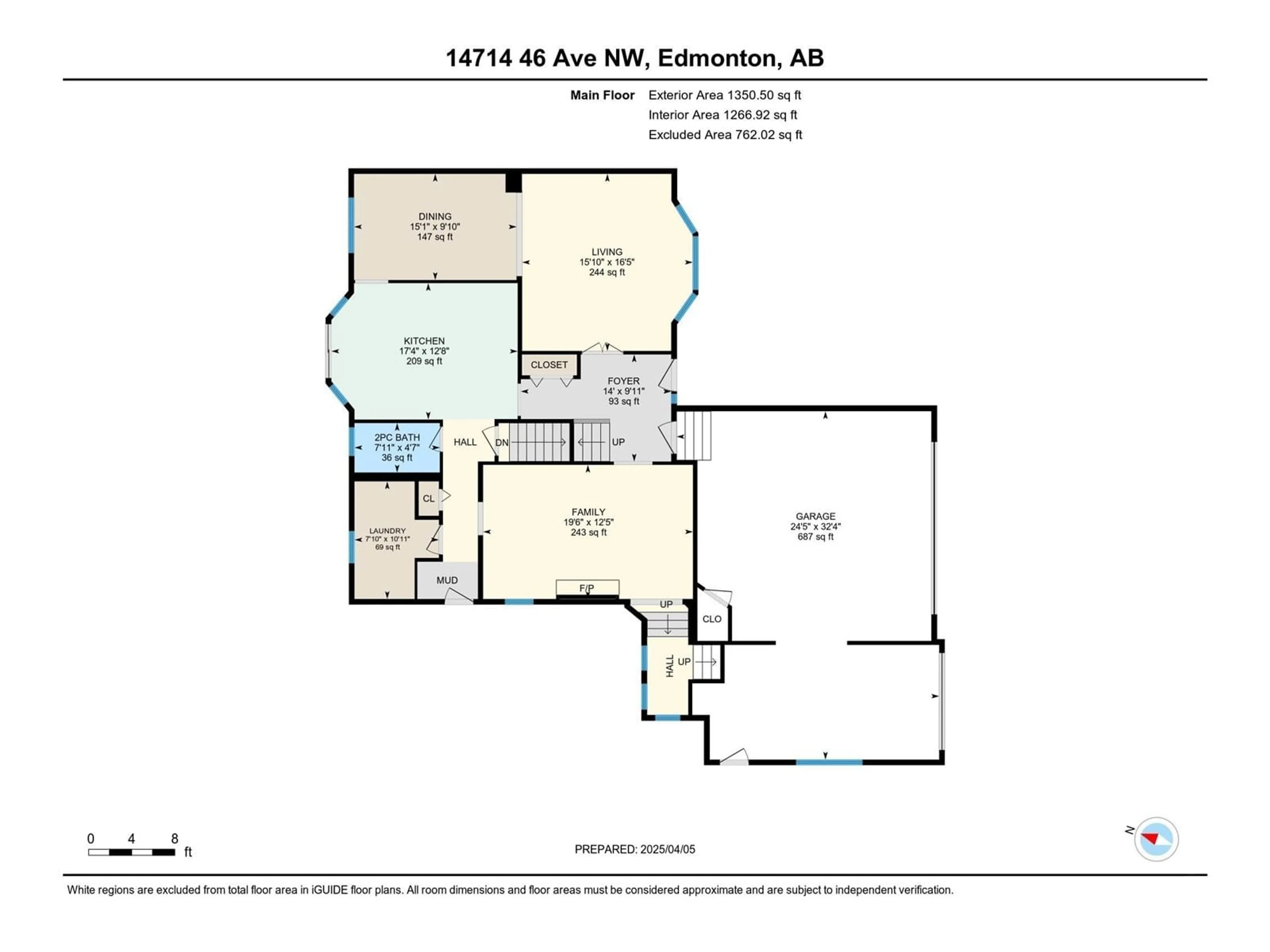 Floor plan for 14714 46 AV, Edmonton Alberta T6H5M7