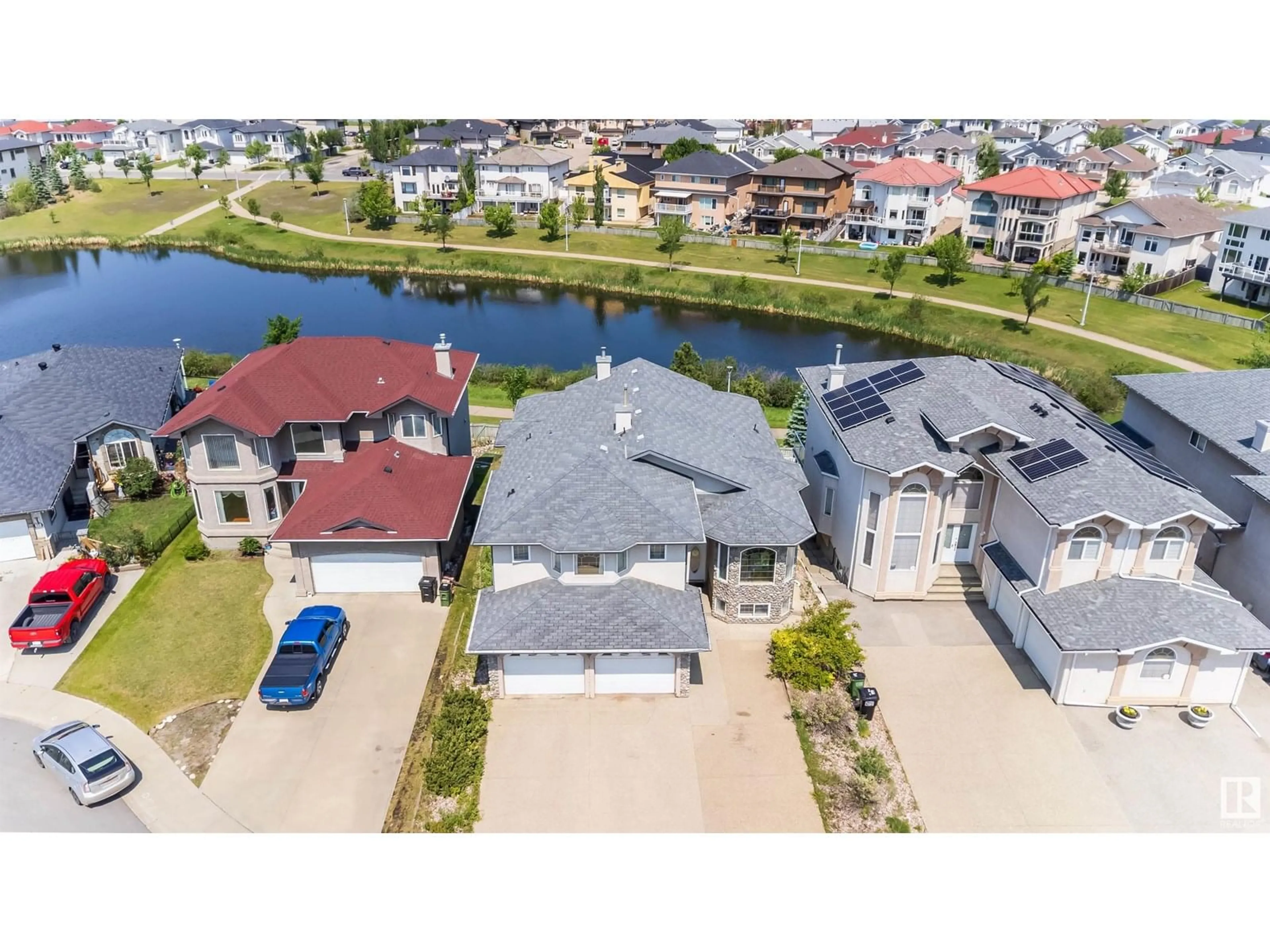 A pic from outside/outdoor area/front of a property/back of a property/a pic from drone, water/lake/river/ocean view for 6928 164 AV, Edmonton Alberta T5Z3R3
