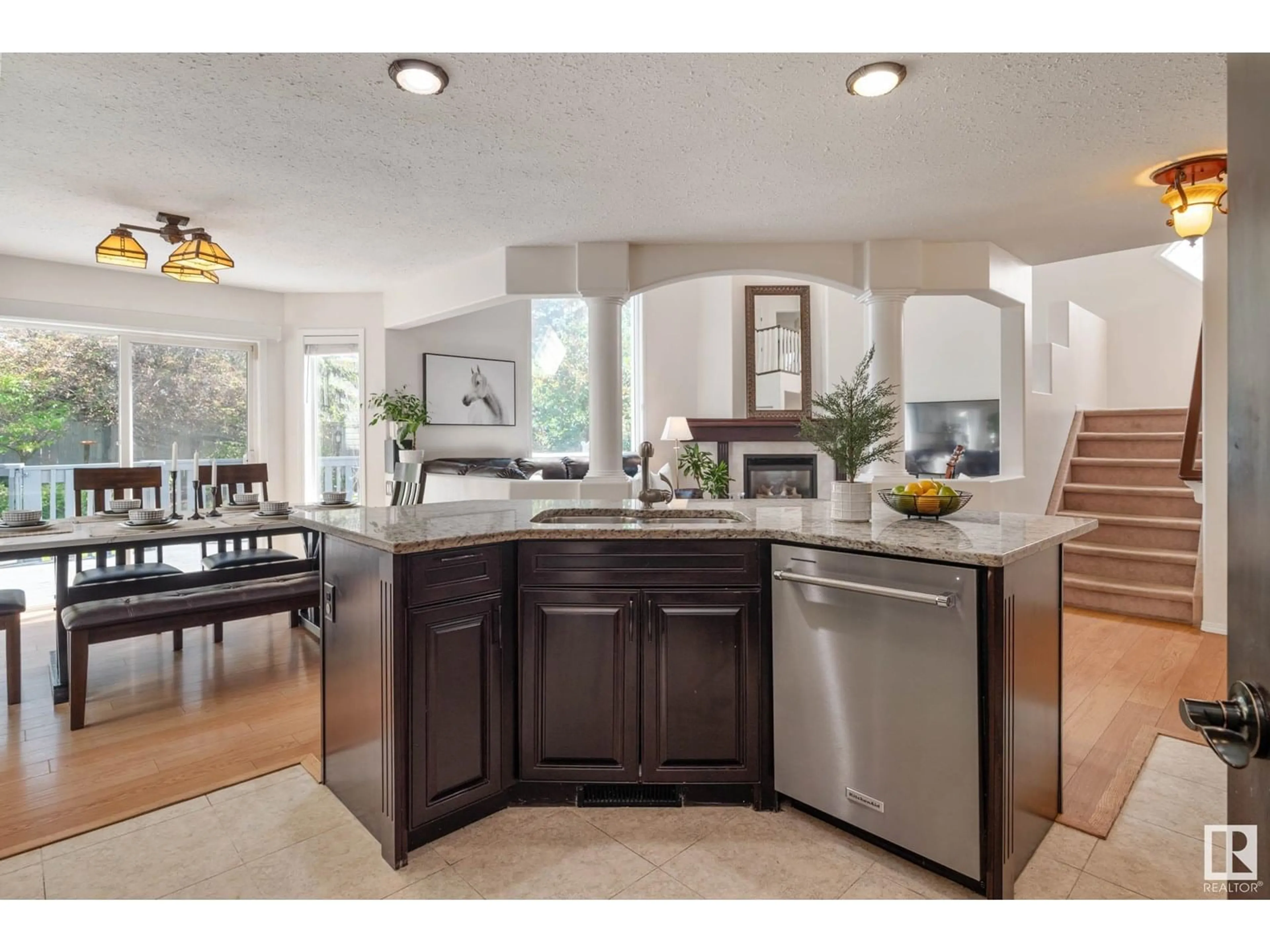 Open concept kitchen, ceramic/tile floor for 4319 38A AV, Edmonton Alberta T6L6Z5