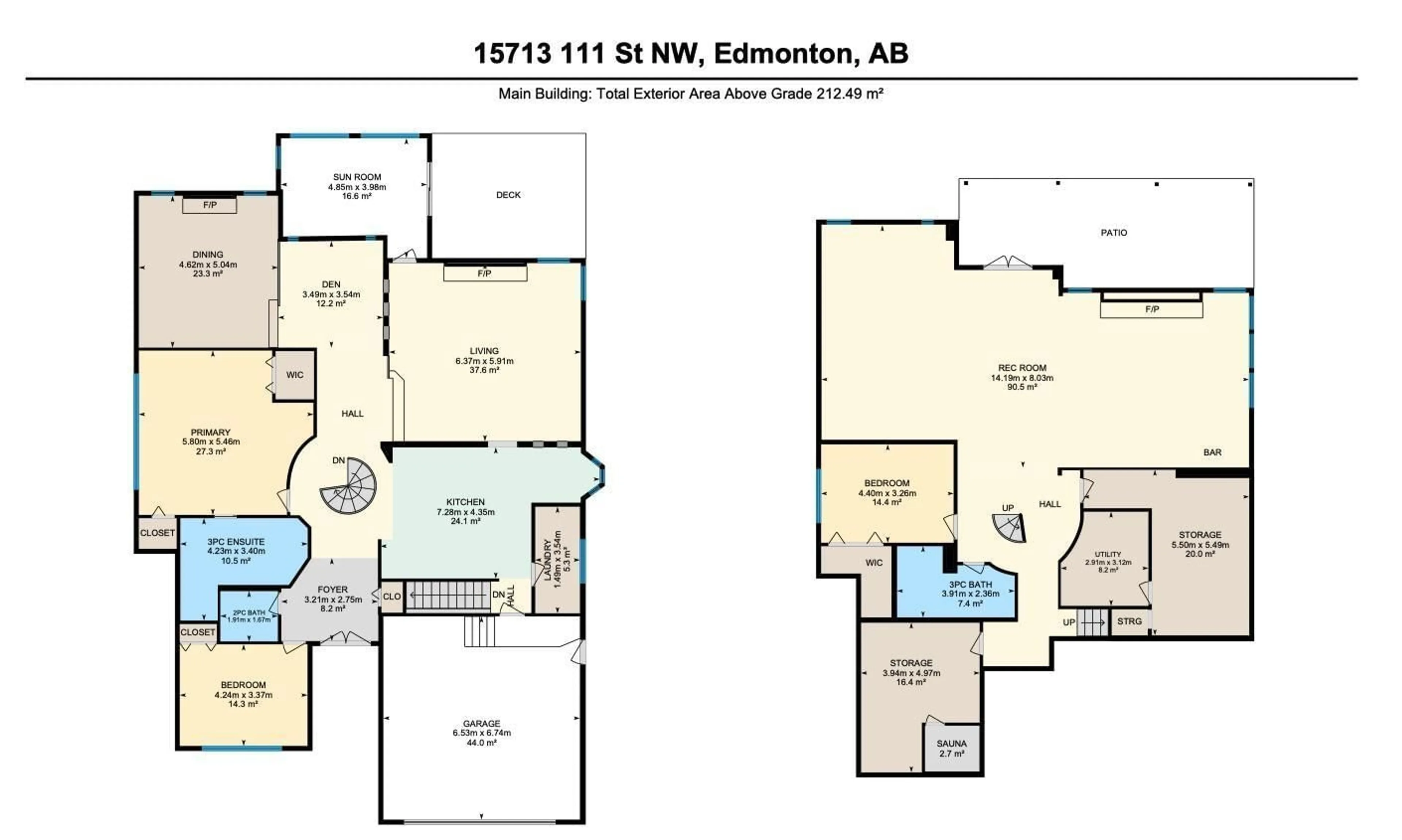 Floor plan for 15713 111 ST, Edmonton Alberta T5X4S3