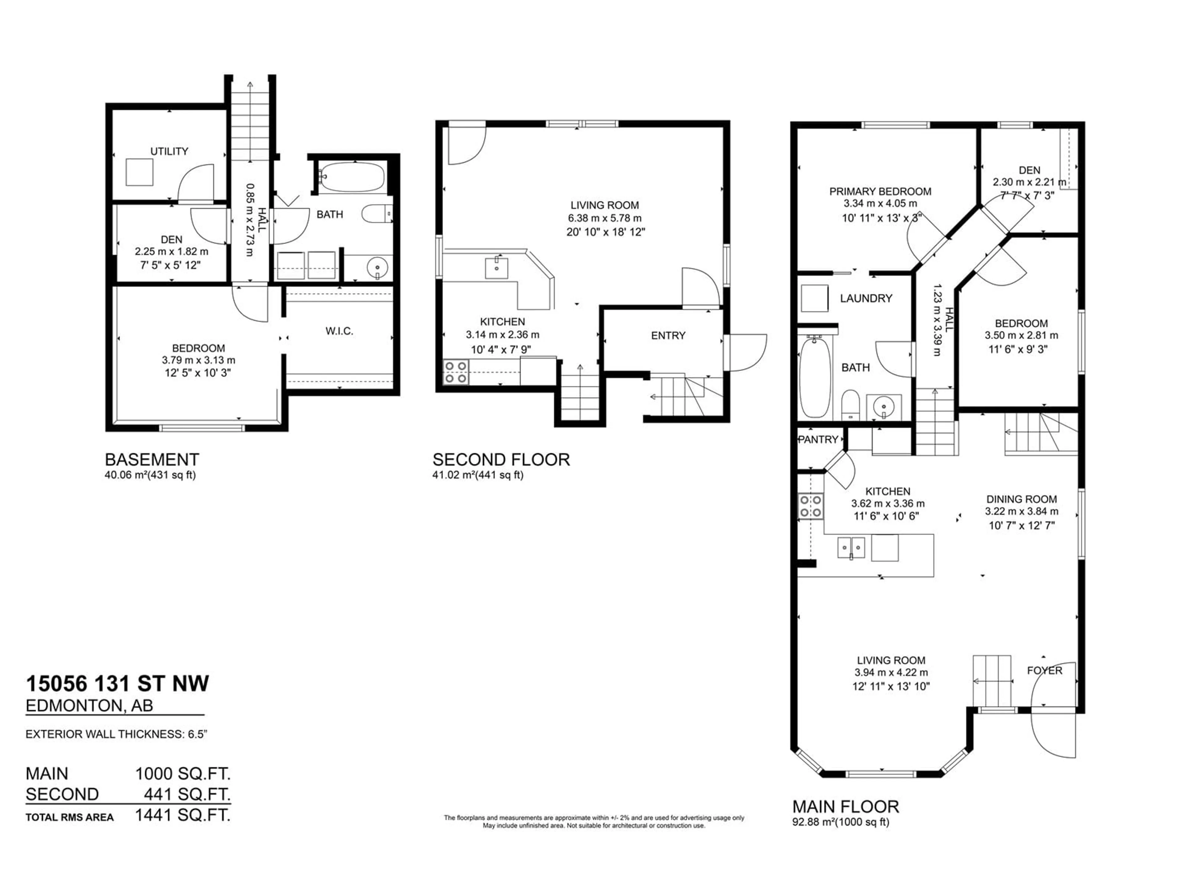 Floor plan for 15056 131 ST, Edmonton Alberta T6V1K3