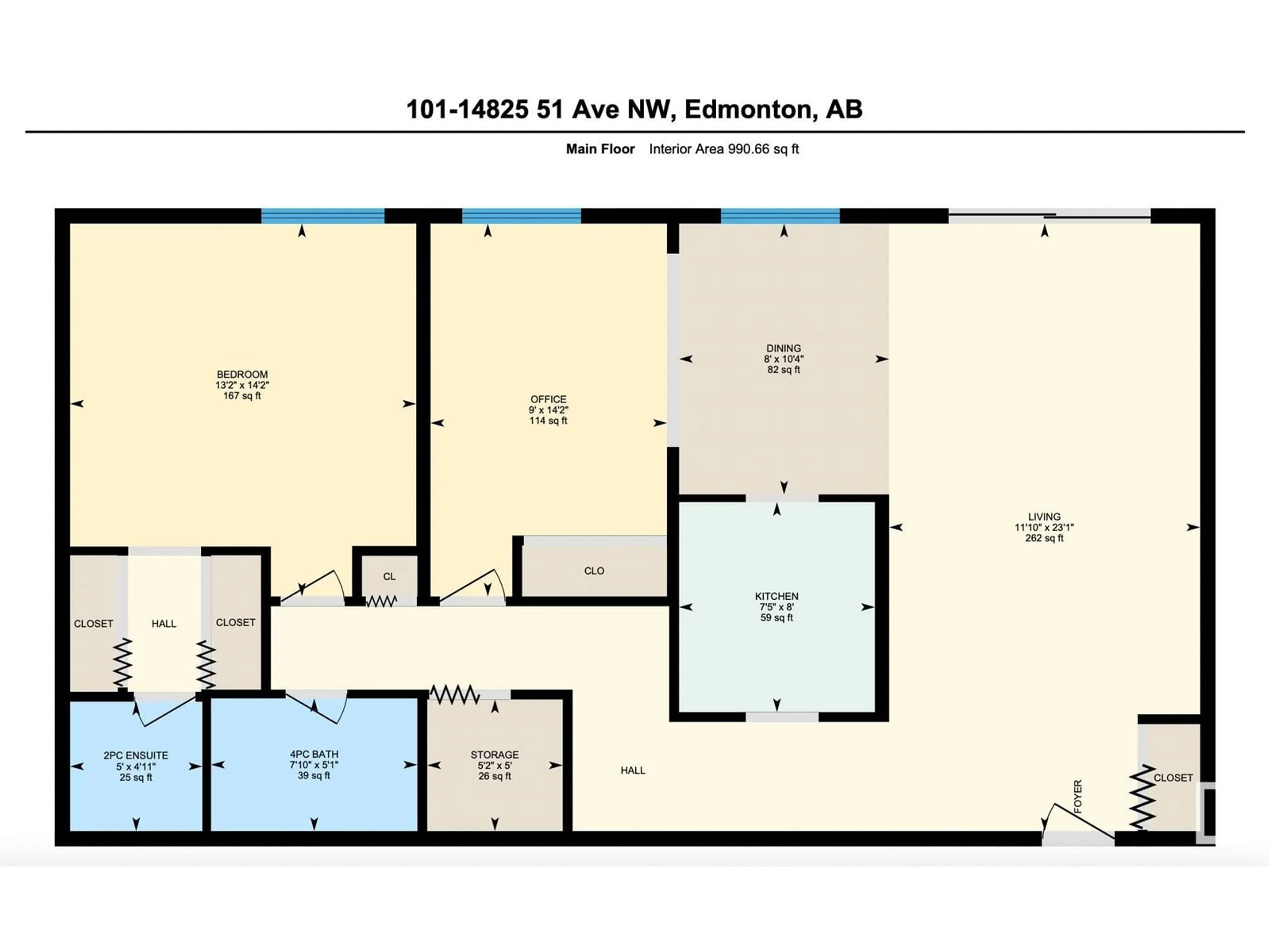 Floor plan for #101 - 14825 51 AV, Edmonton Alberta T6H5G4