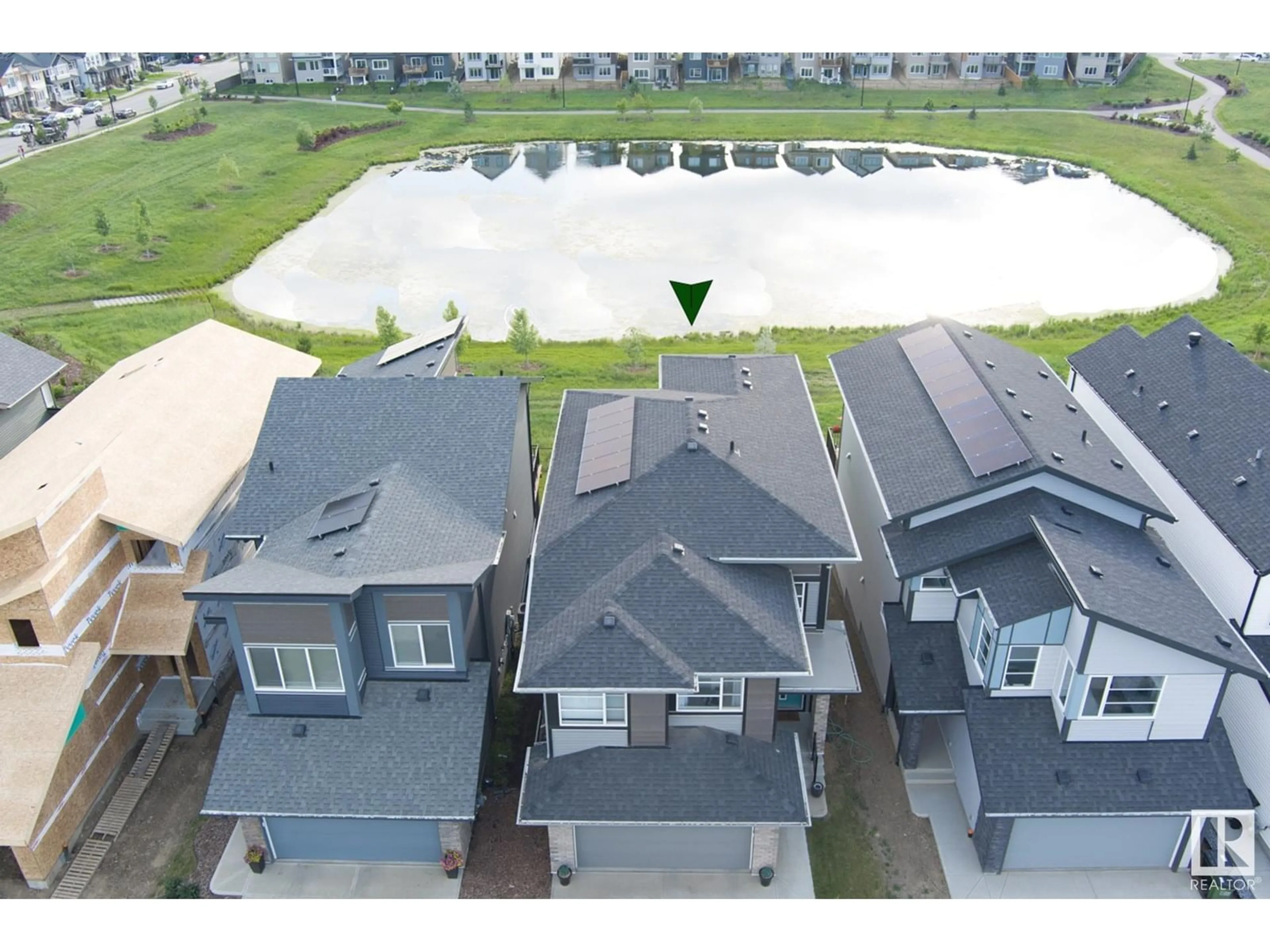 A pic from outside/outdoor area/front of a property/back of a property/a pic from drone, water/lake/river/ocean view for NW - 2532 206 ST, Edmonton Alberta T6M1P1