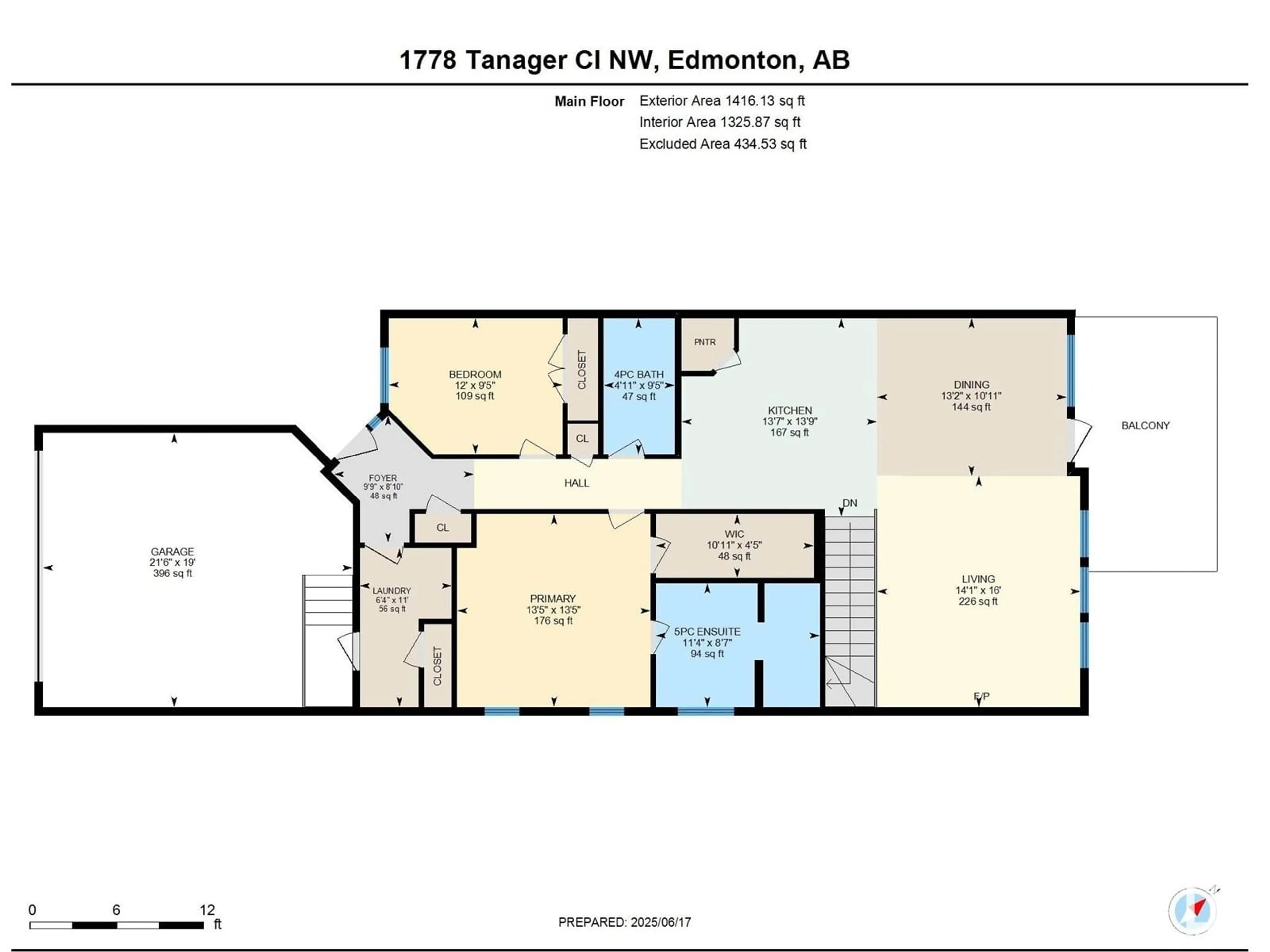 Floor plan for 1778 TANAGER CL, Edmonton Alberta T5S0N2