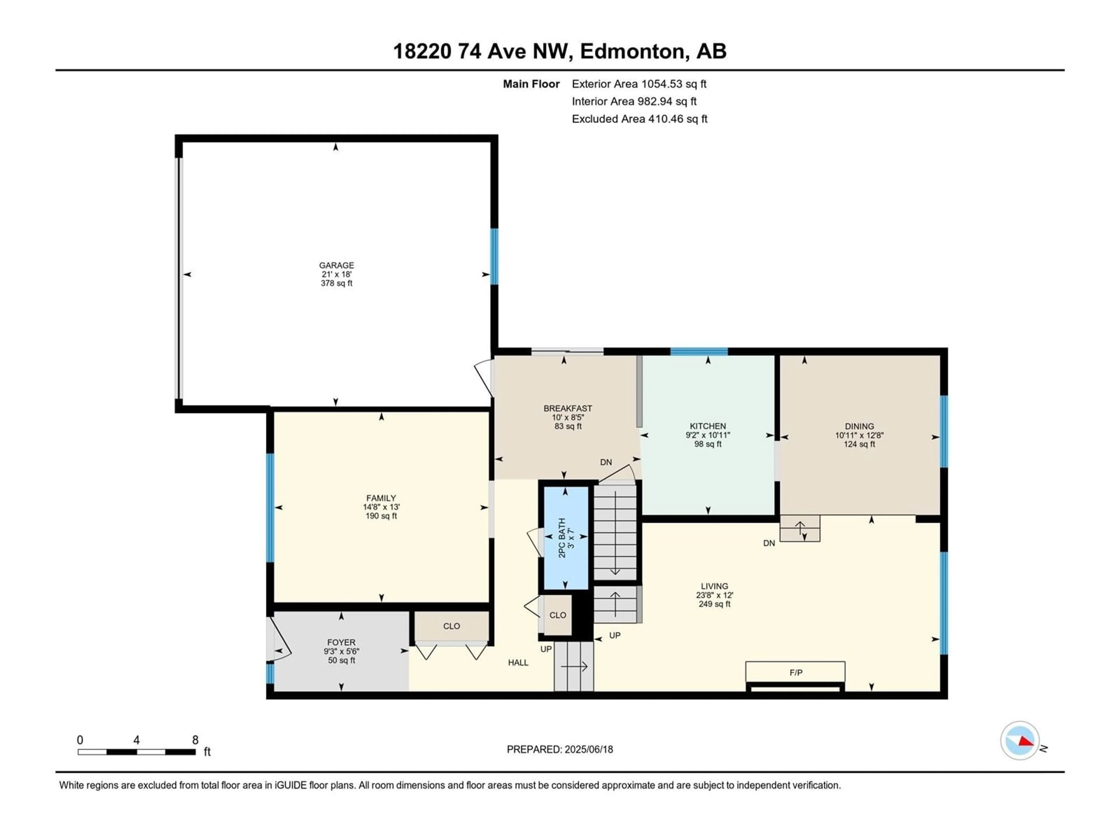 Floor plan for 18220 74 AV, Edmonton Alberta T5T2L2