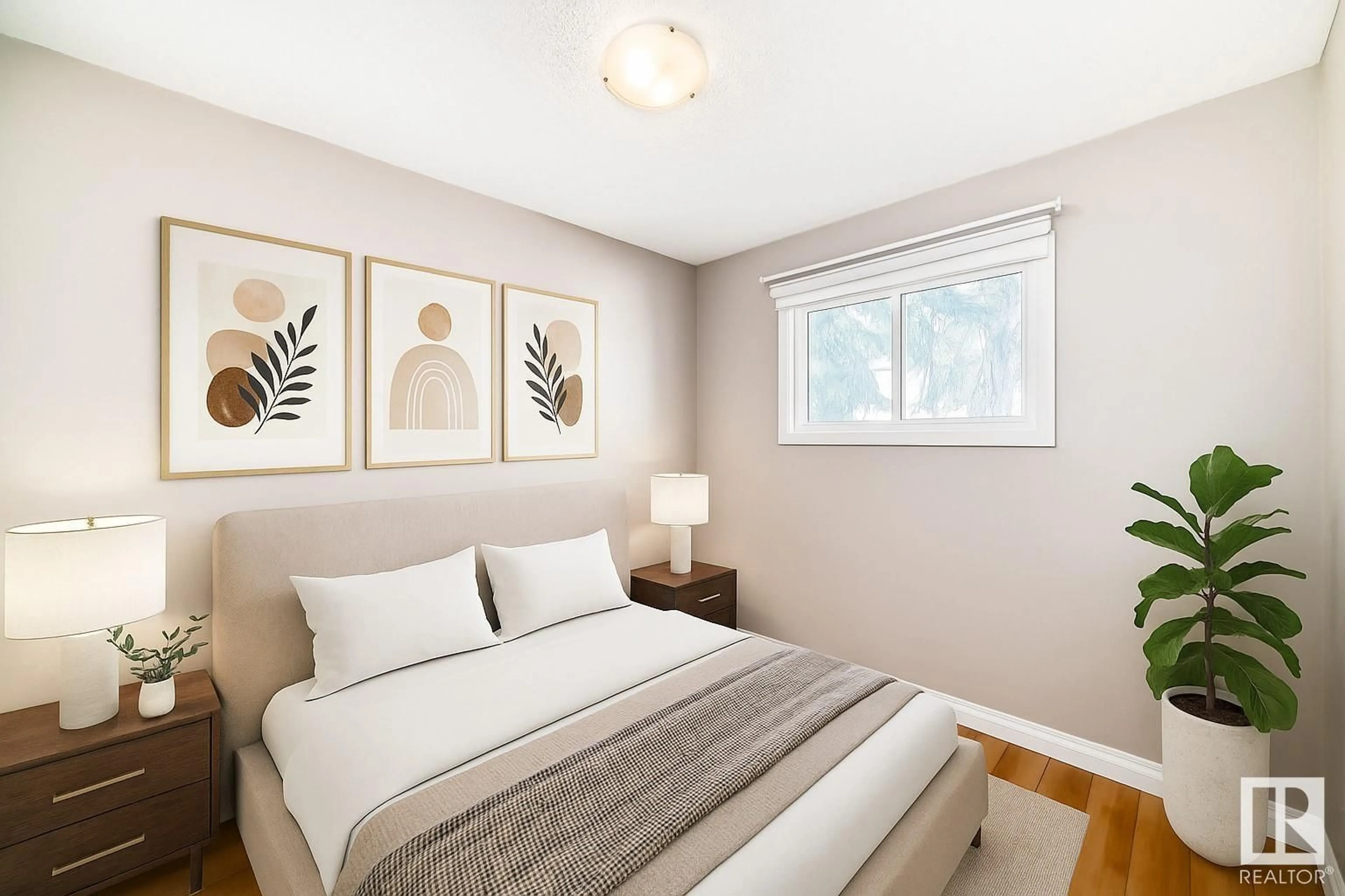 Bedroom with bed, unknown for NW - 7703/7705 73 ST, Edmonton Alberta T6B1Z4