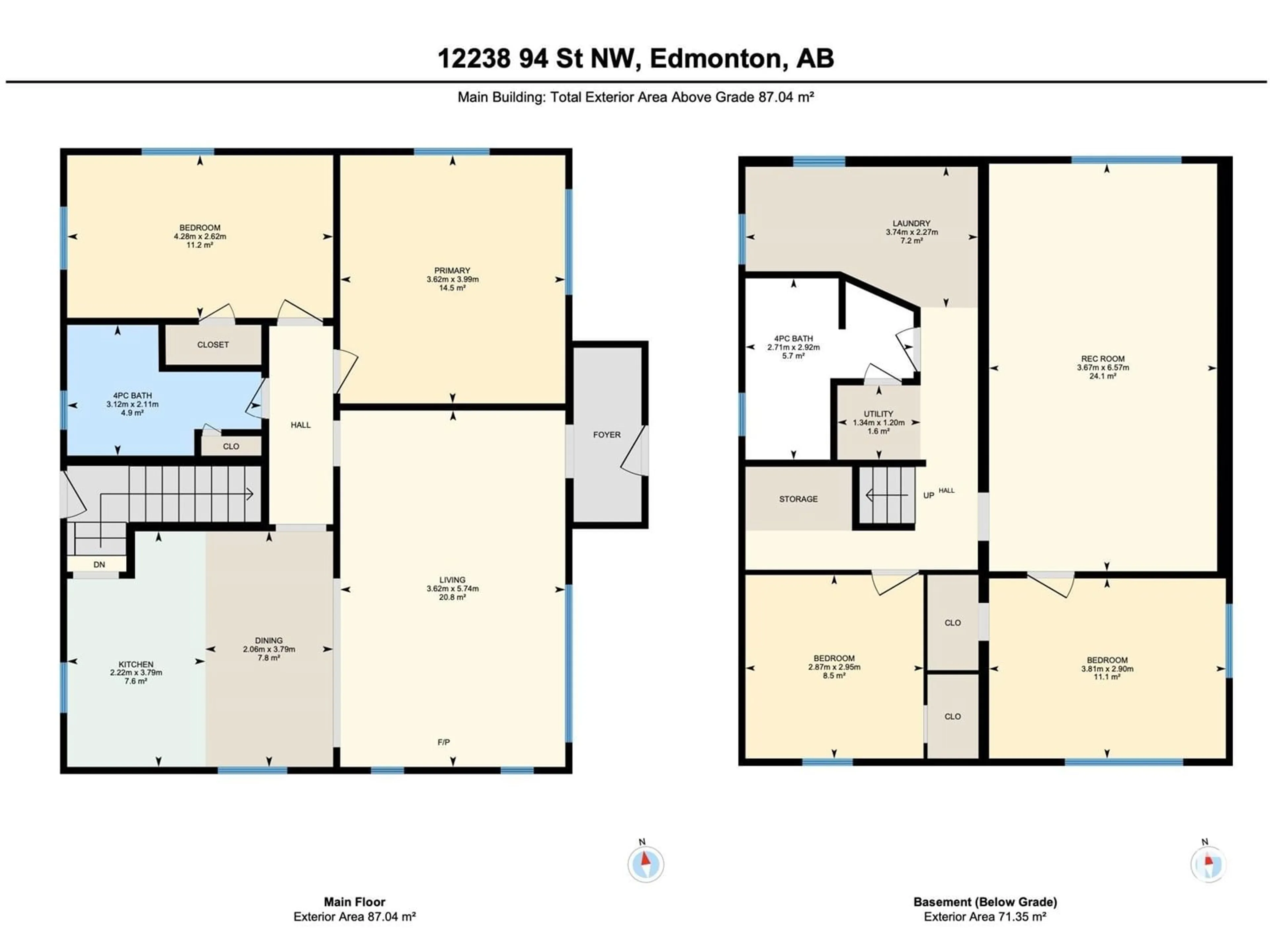 Floor plan for NW - 12238 94 ST, Edmonton Alberta T5G1K1