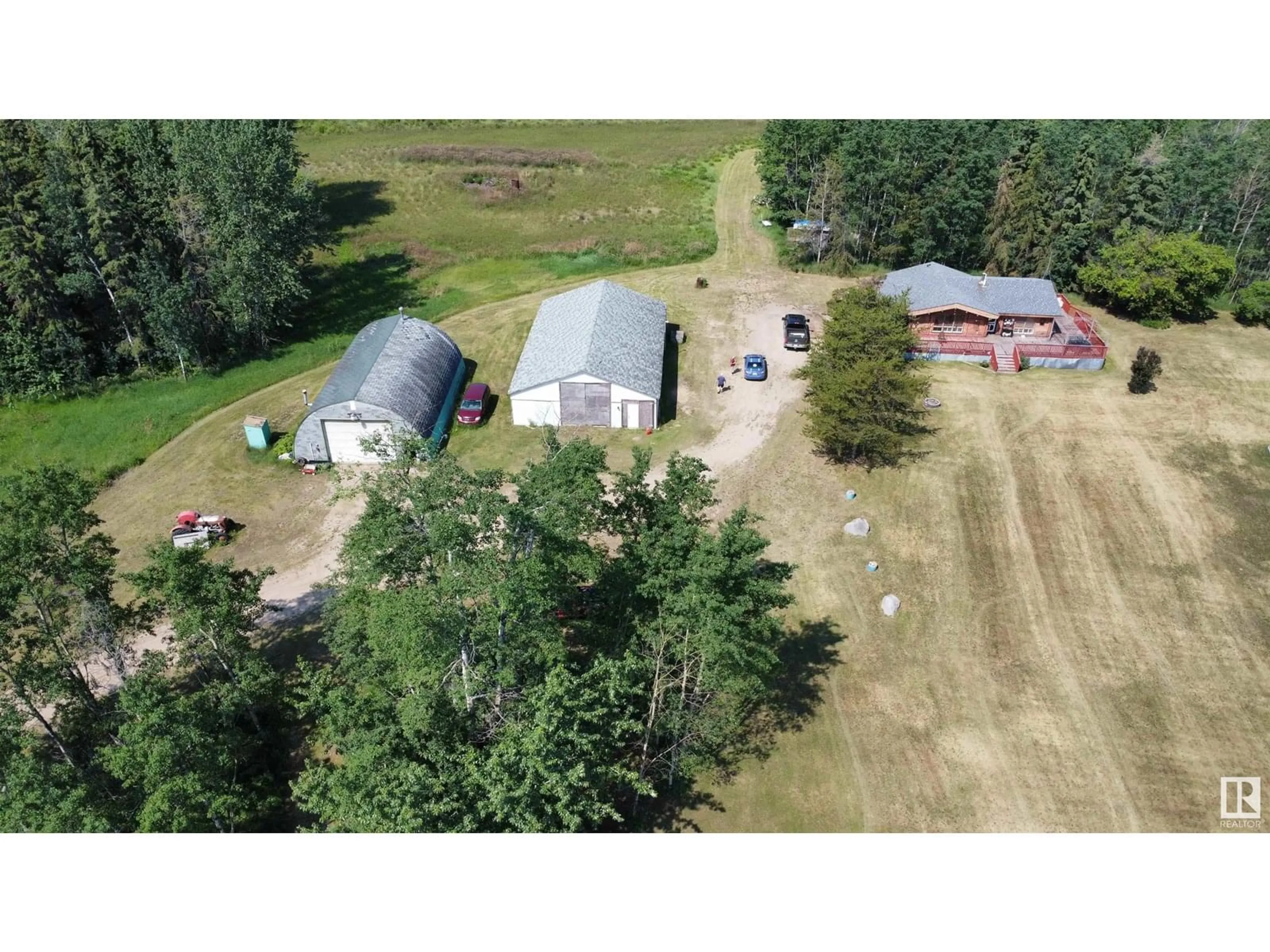 A pic from outside/outdoor area/front of a property/back of a property/a pic from drone, building for 63118 263, Rural Westlock County Alberta T0G0S0
