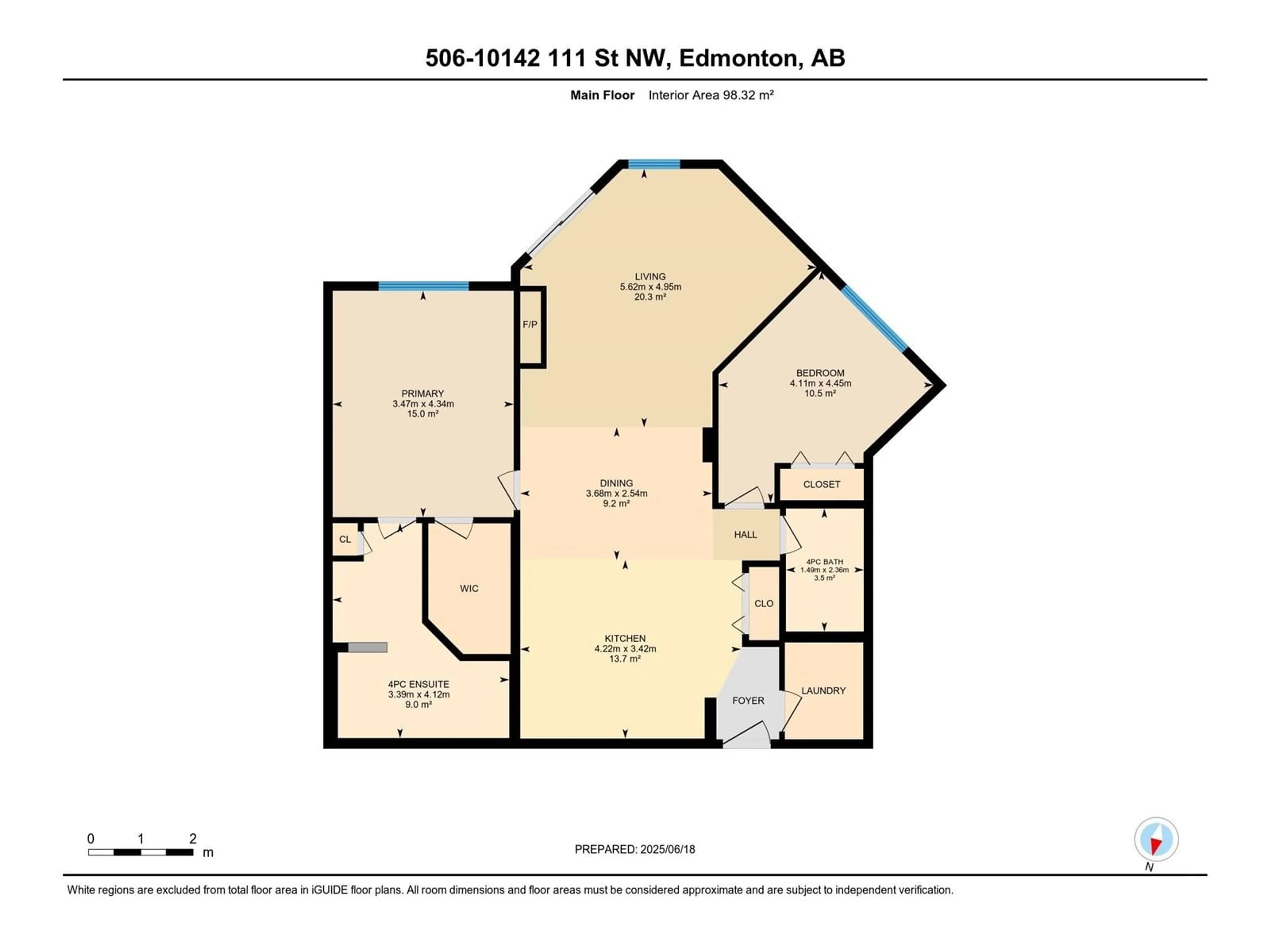 Floor plan for 506 - 10142 111 ST NW, Edmonton Alberta T5K1K6