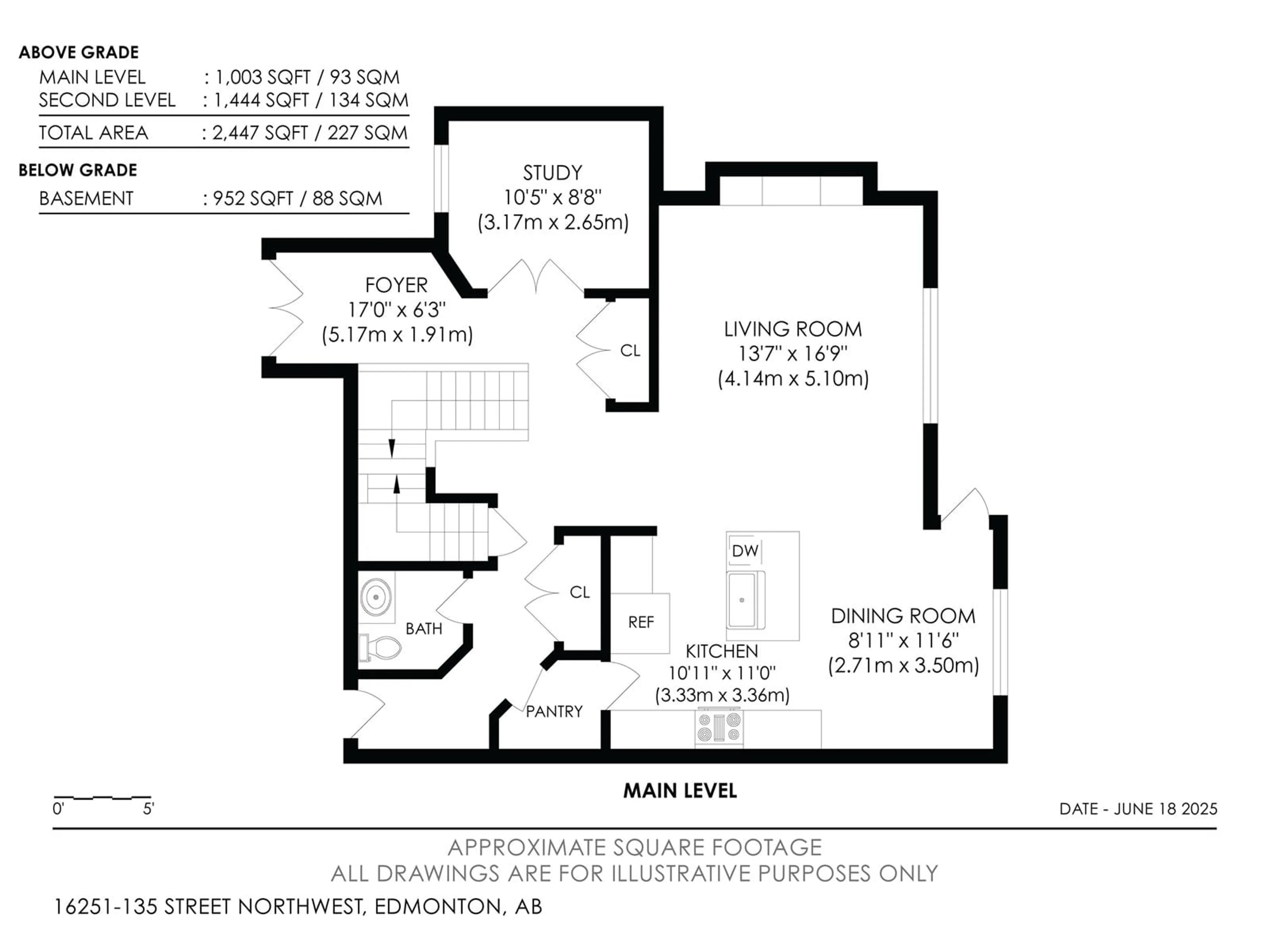 Floor plan for 16251 135 ST, Edmonton Alberta T6V0G3