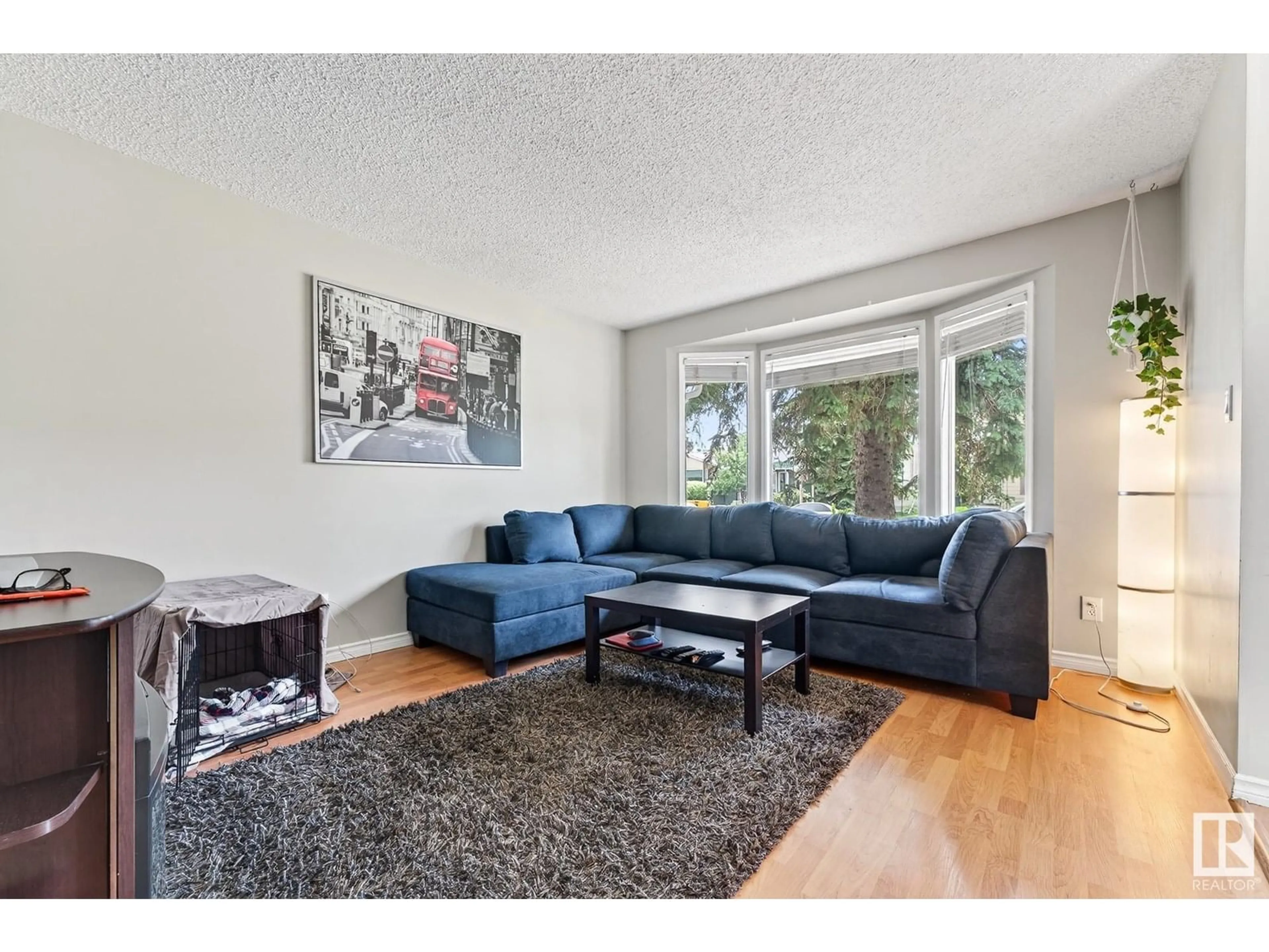 Living room with furniture, wood/laminate floor for 3512 42A AV, Edmonton Alberta T6L4N7