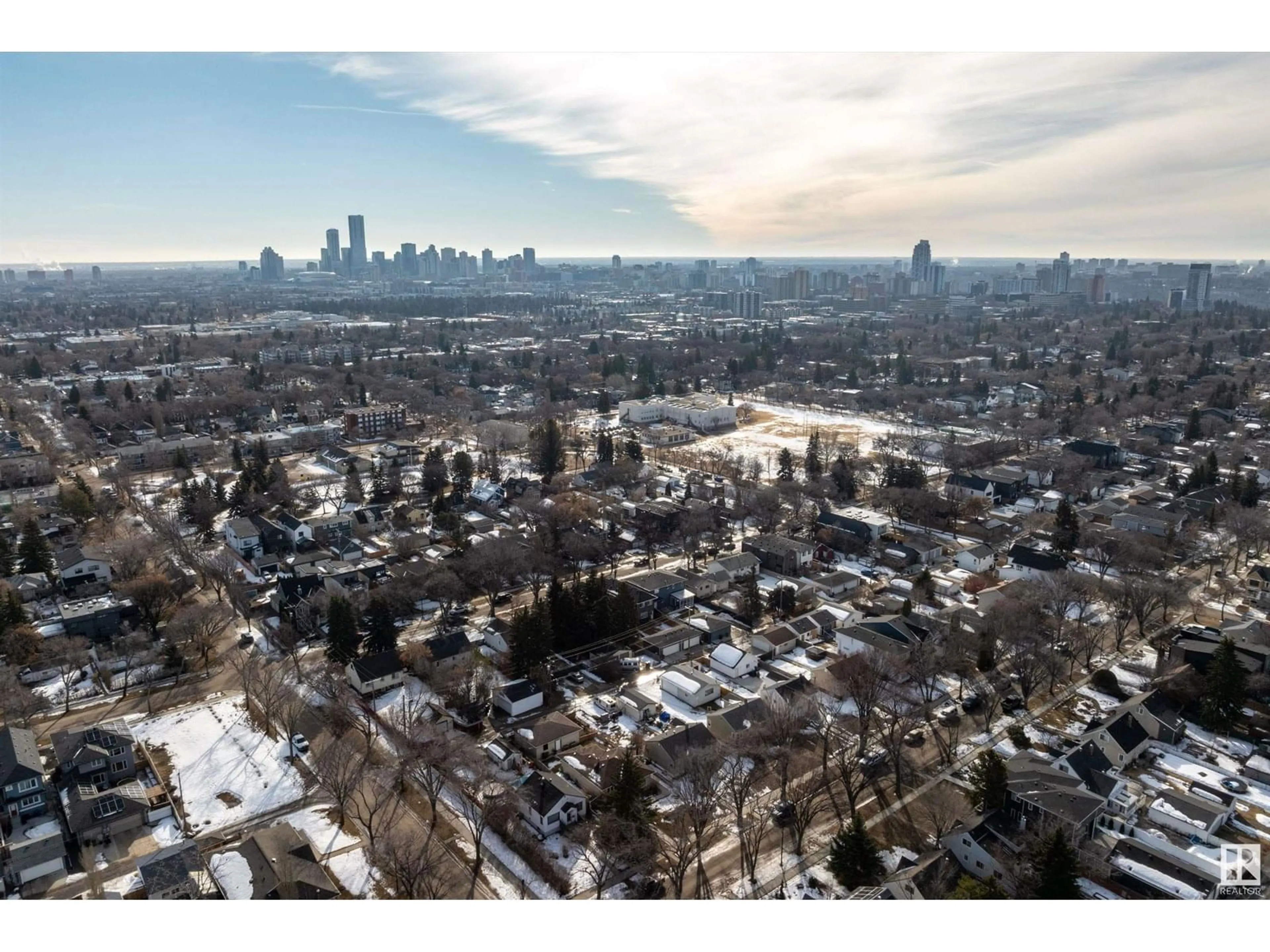 A pic from outside/outdoor area/front of a property/back of a property/a pic from drone, city buildings view from balcony for 10965 129 ST, Edmonton Alberta T5M0Y2