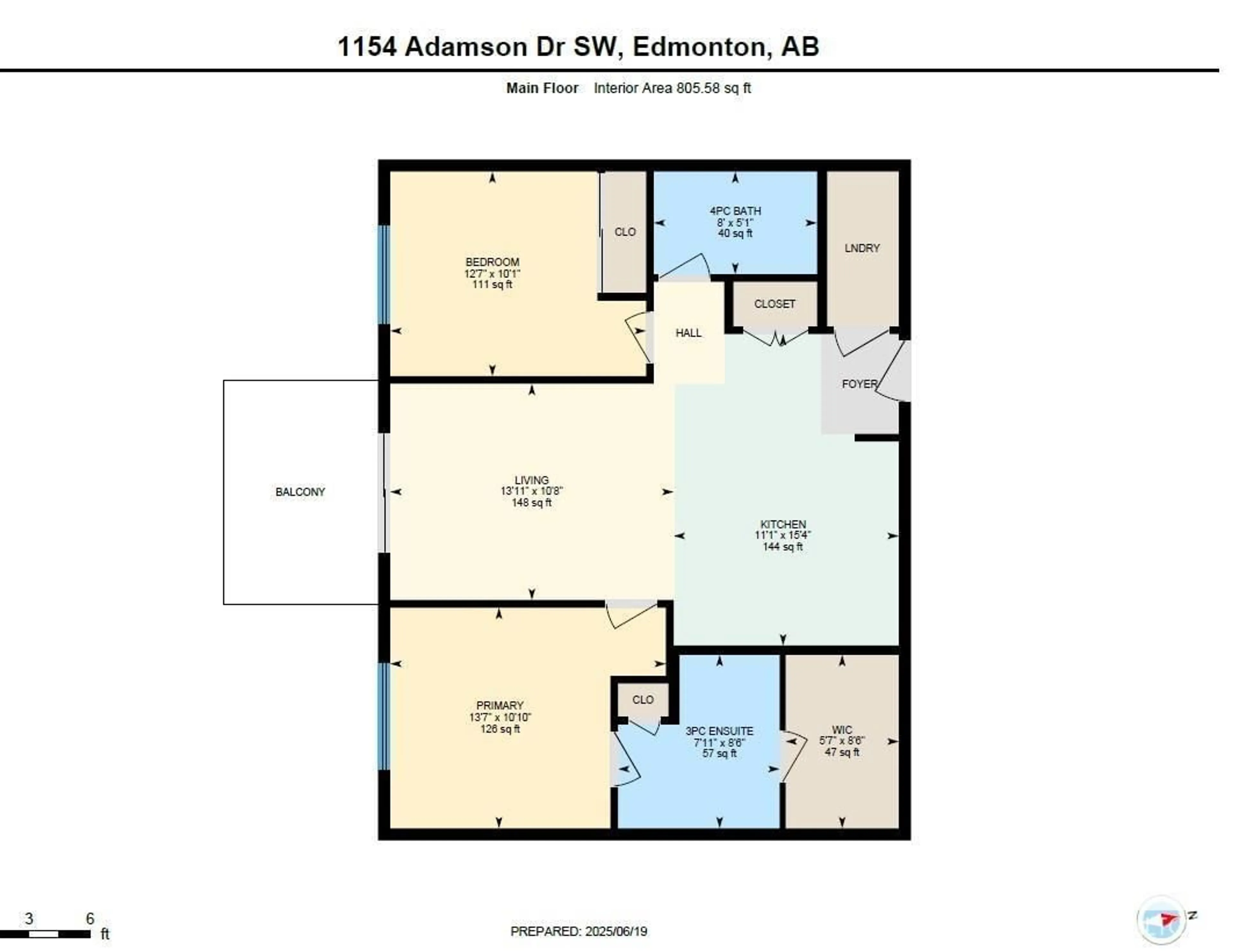 Floor plan for 1154 - 226 ADAMSON DR, Edmonton Alberta T6W3N5