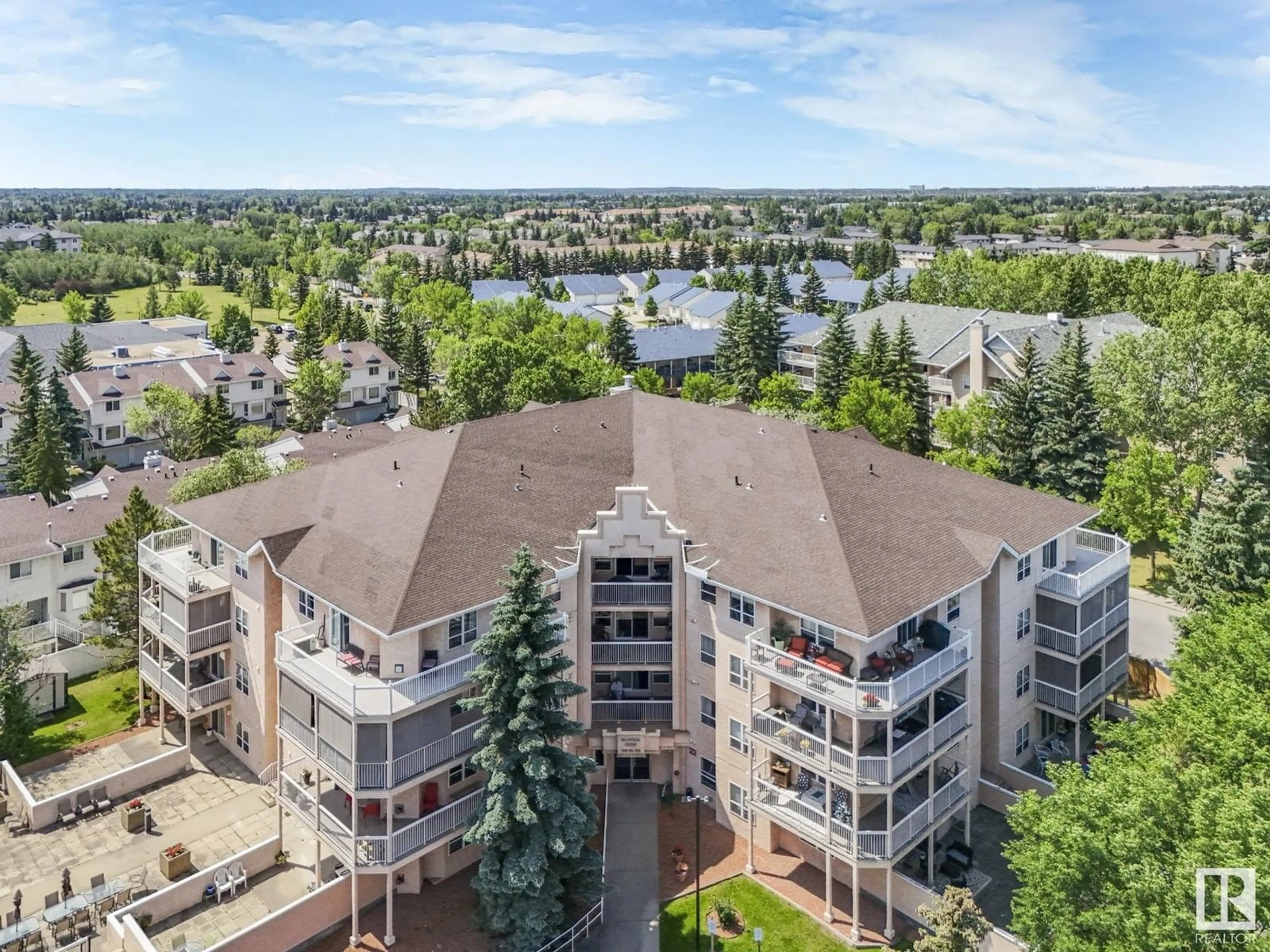 A pic from outside/outdoor area/front of a property/back of a property/a pic from drone, city buildings view from balcony for #305 - 17519 98A AV, Edmonton Alberta T5T6C1