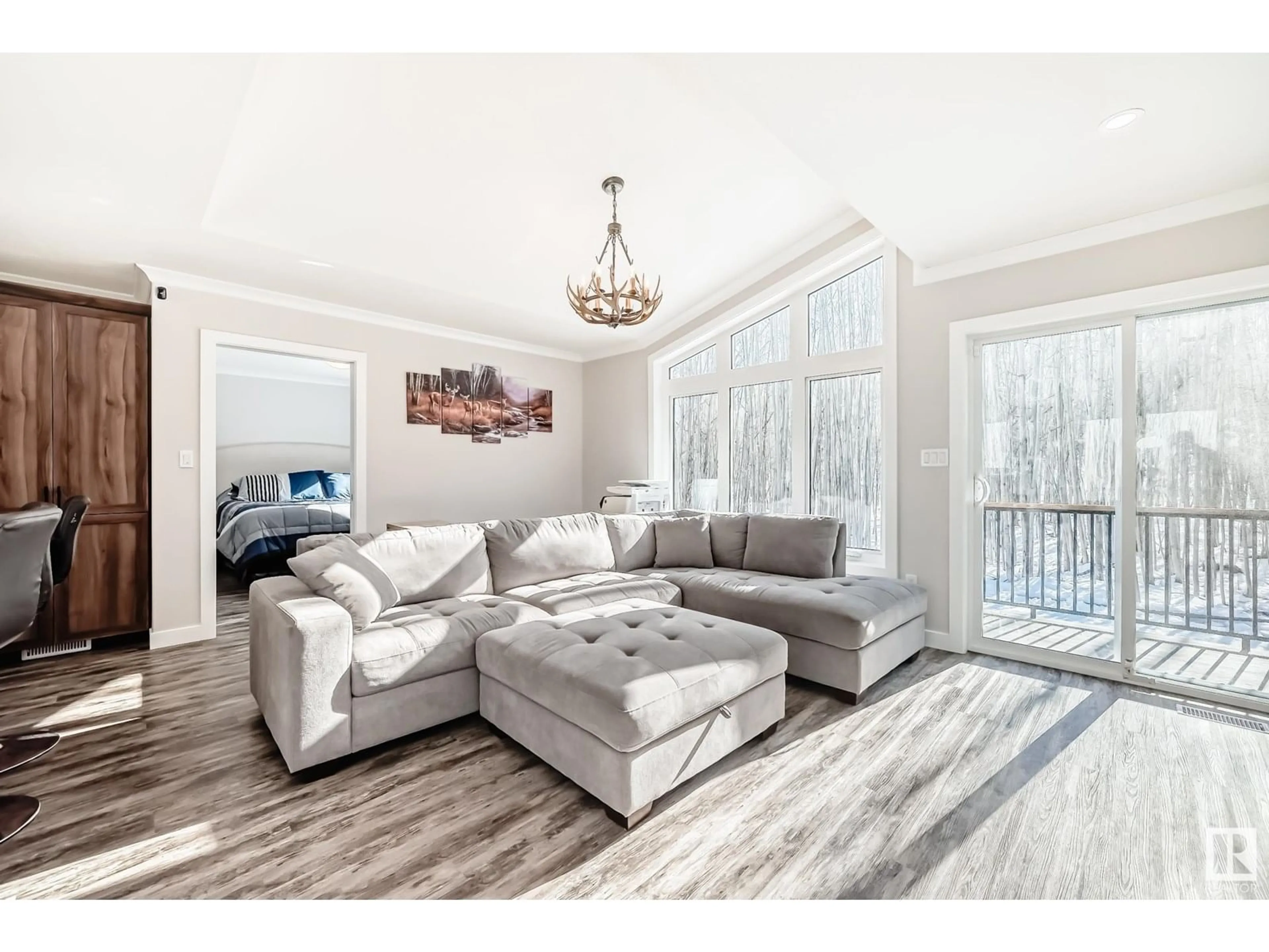 Living room with furniture, wood/laminate floor for 304 473060 RGE RD 280, Rural Wetaskiwin County Alberta T0C2C0