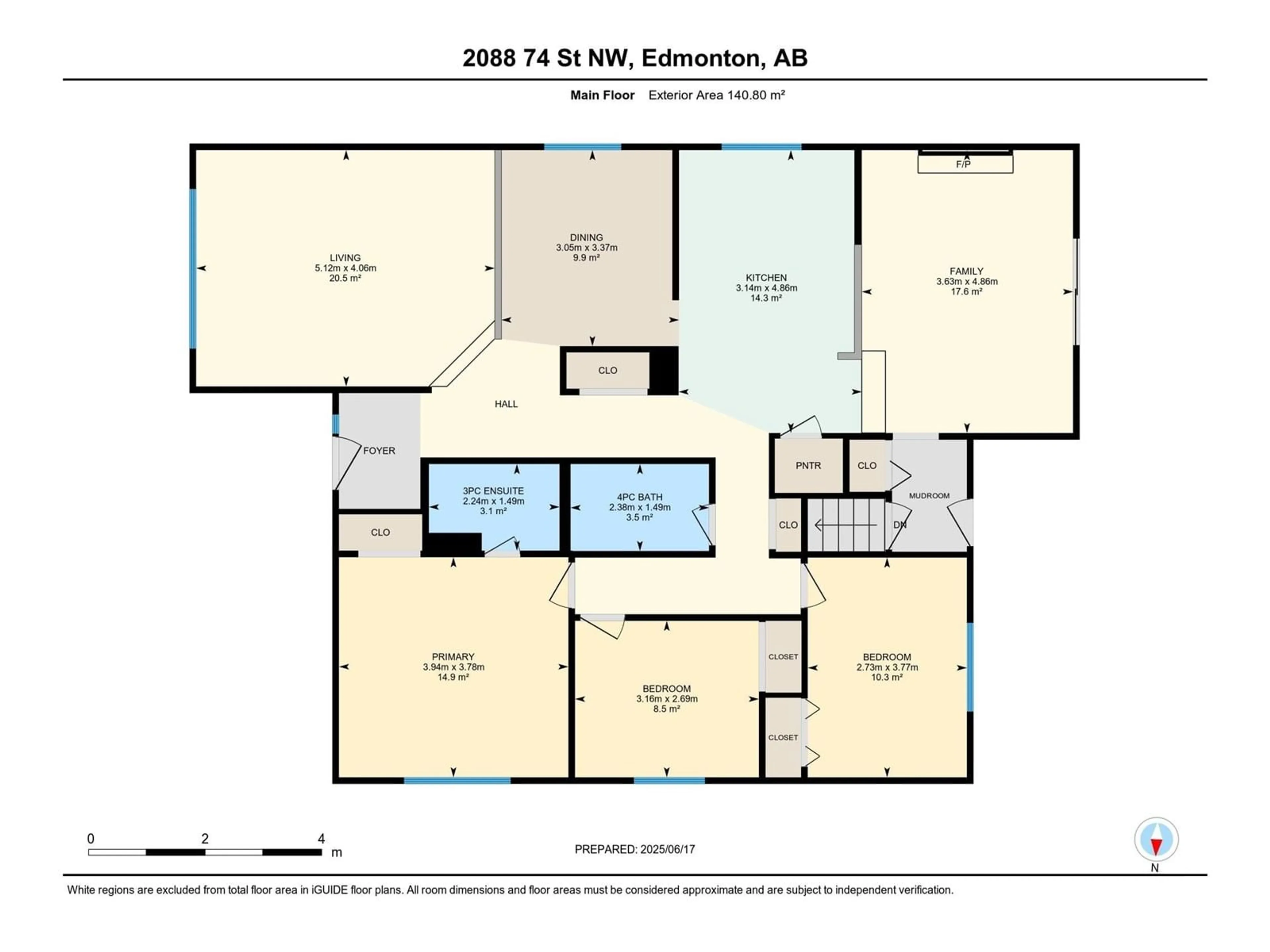 Floor plan for 2088 74 ST, Edmonton Alberta T6K2L4
