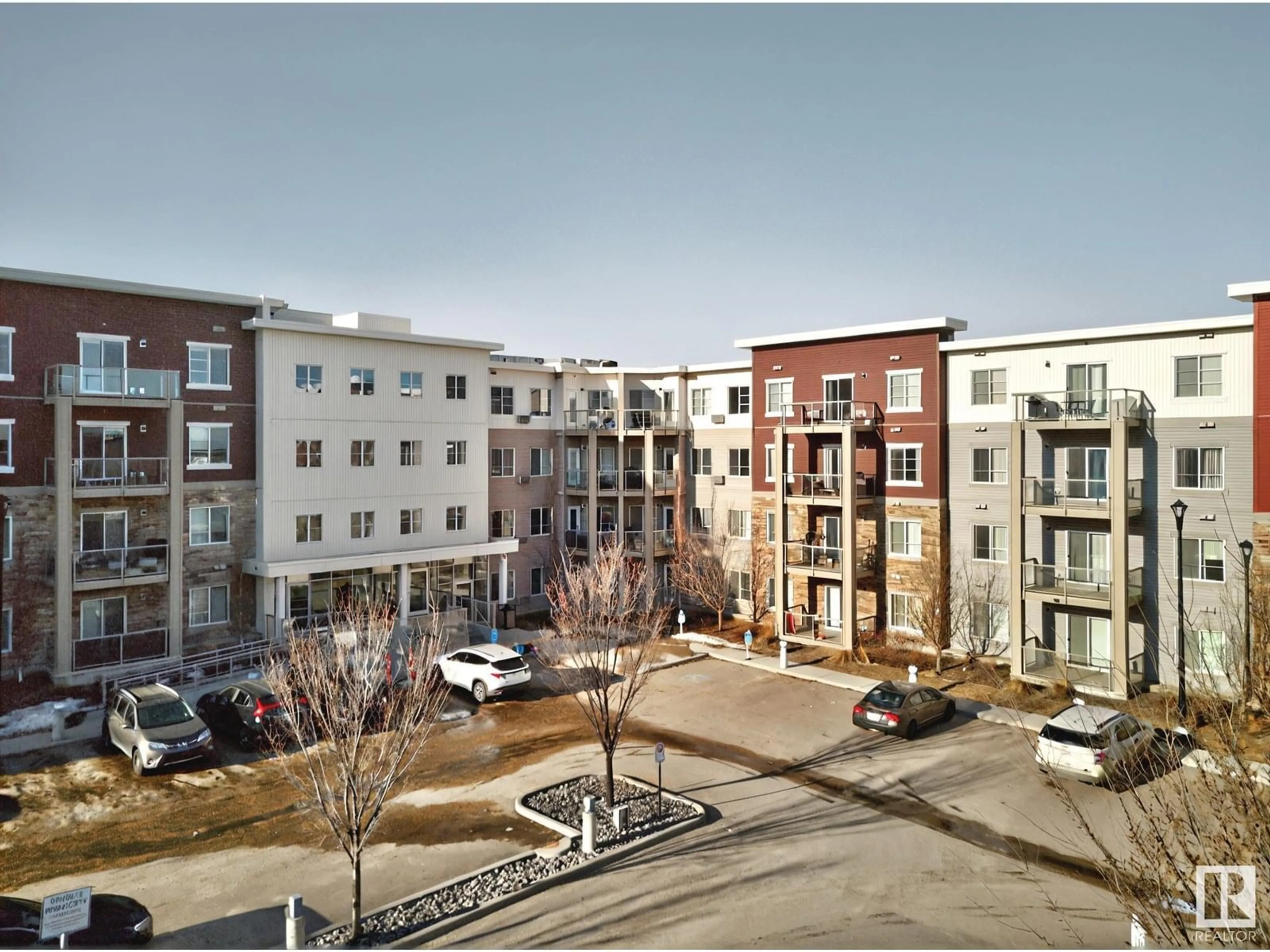 A pic from outside/outdoor area/front of a property/back of a property/a pic from drone, city buildings view from balcony for 404 - 812 WELSH DR, Edmonton Alberta T6X1Y7