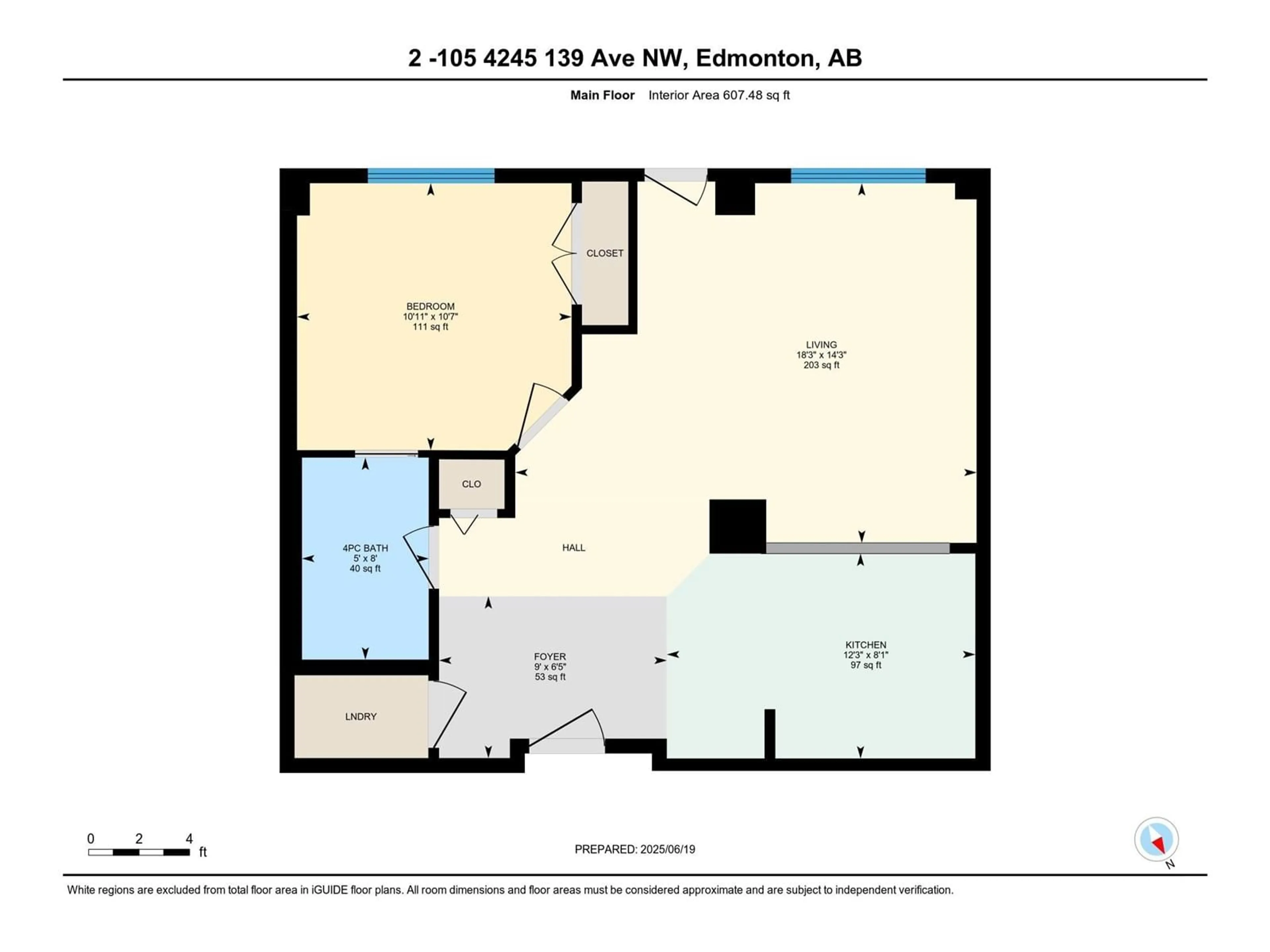 Floor plan for 2-105 - 4245 139 AV NW, Edmonton Alberta T5Y3E8