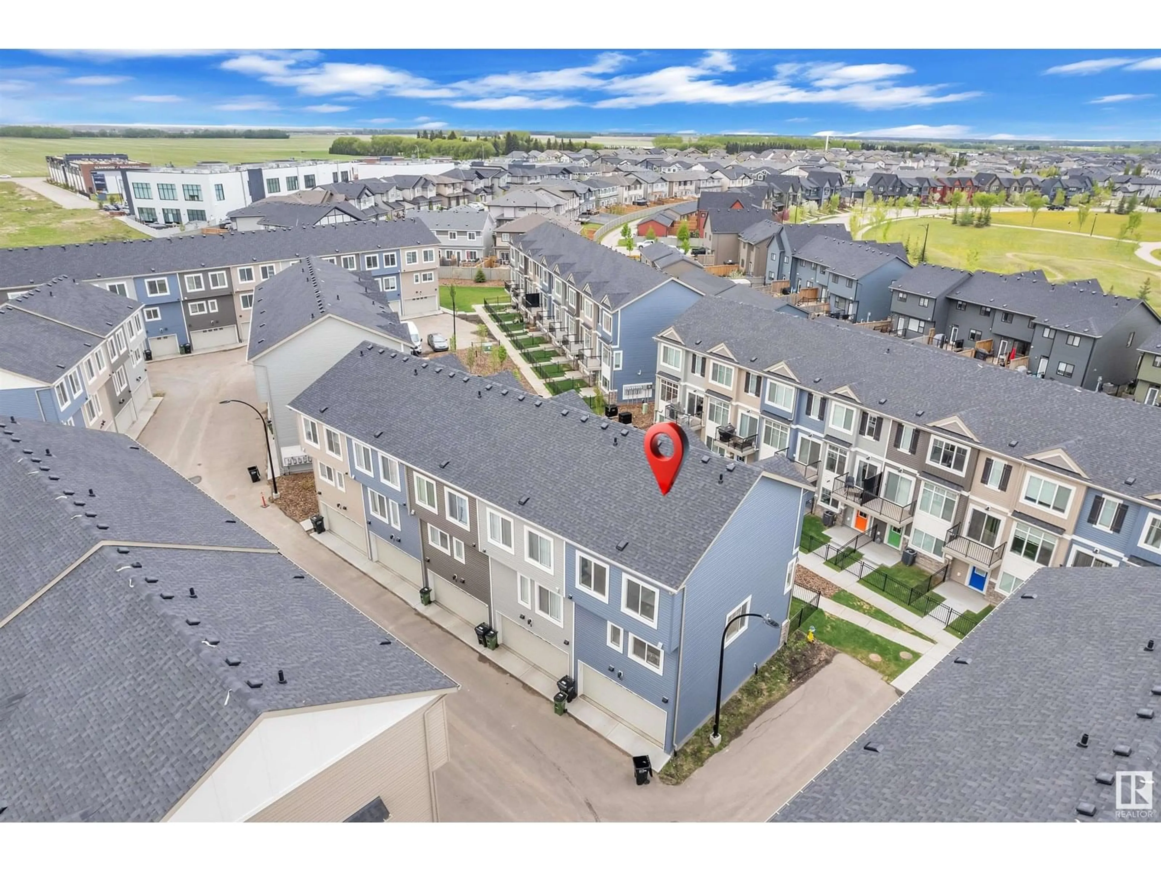 A pic from outside/outdoor area/front of a property/back of a property/a pic from drone, street for 6214 - 10 CARTMELL CO, Edmonton Alberta T6W3L5