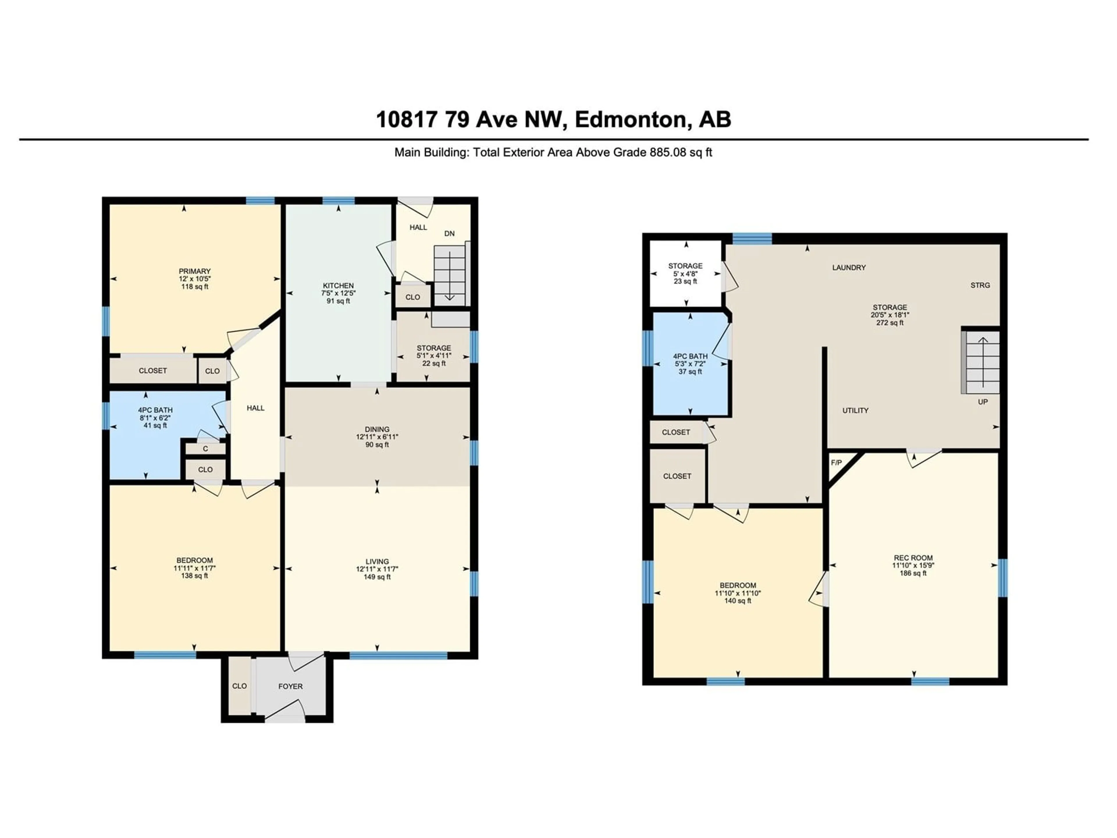 Floor plan for 10817 79 AV, Edmonton Alberta T6E1S6