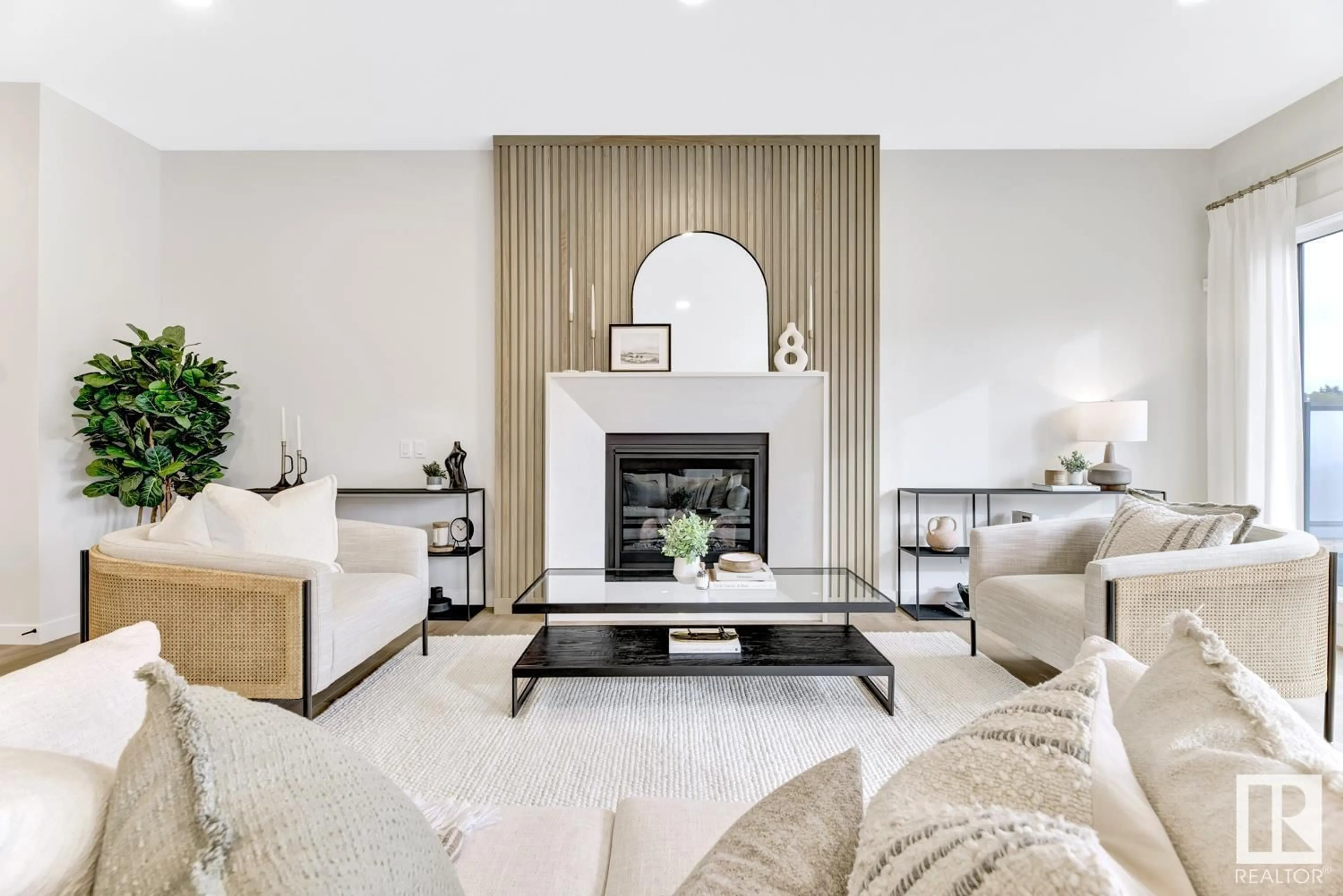 Living room with furniture, ceramic/tile floor for 81 JUBILATION DR, St. Albert Alberta T8N8C5