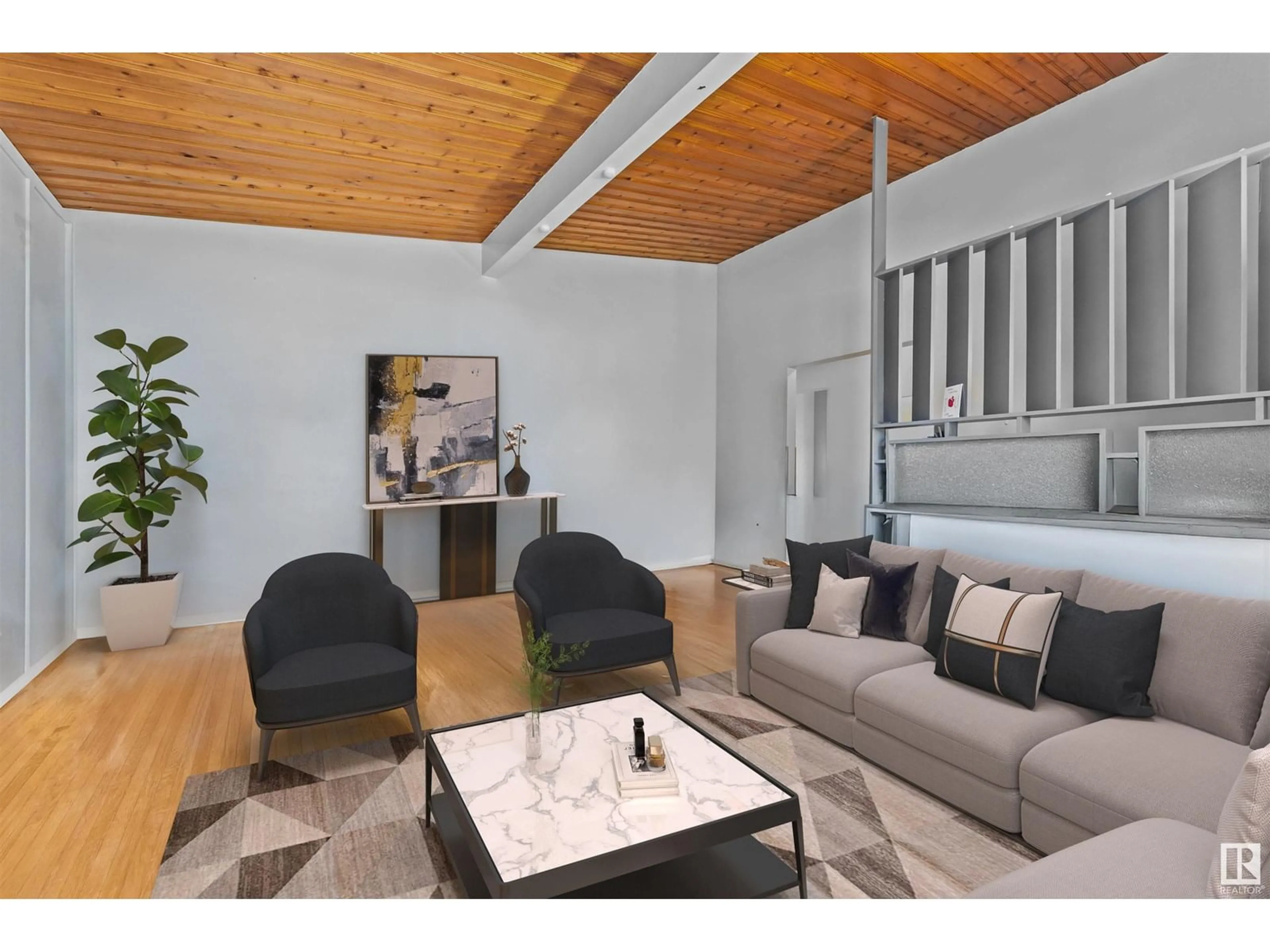 Living room with furniture, wood/laminate floor for 17 - 13215 102 ST, Edmonton Alberta T5E4J7