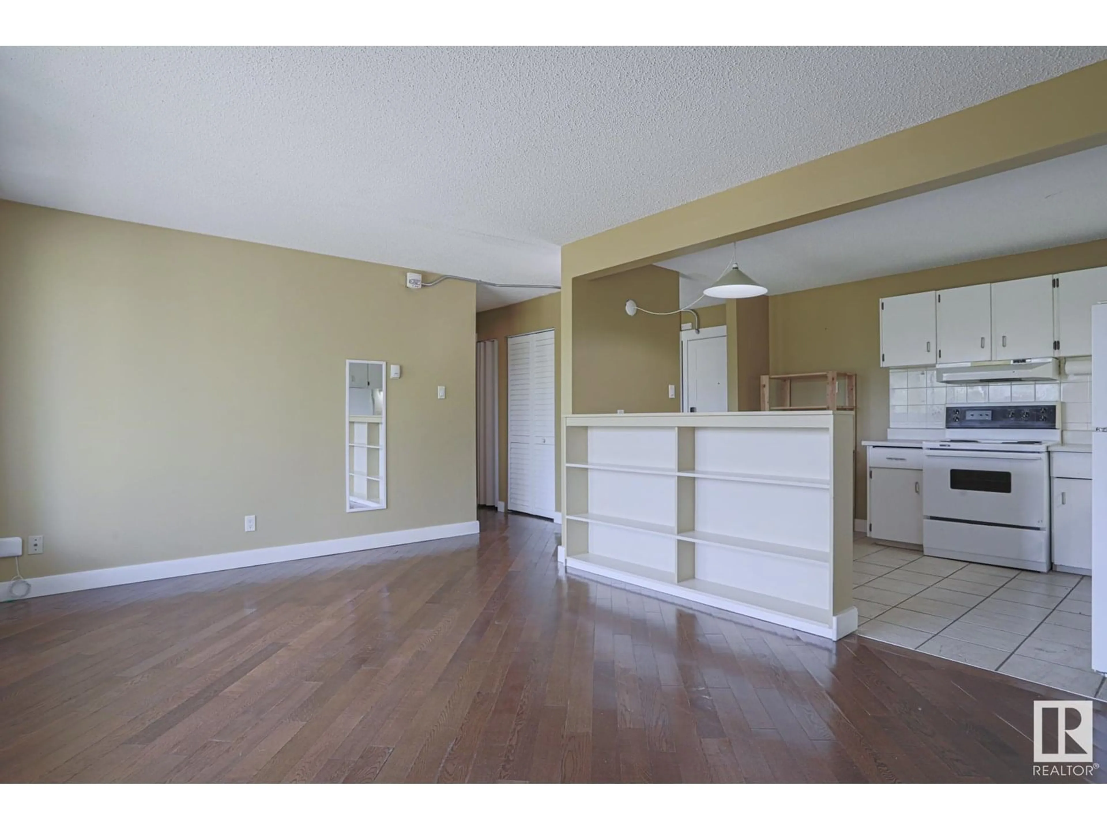 Open concept kitchen, wood/laminate floor for #306 - 8604 GATEWAY BV, Edmonton Alberta T6E4B6