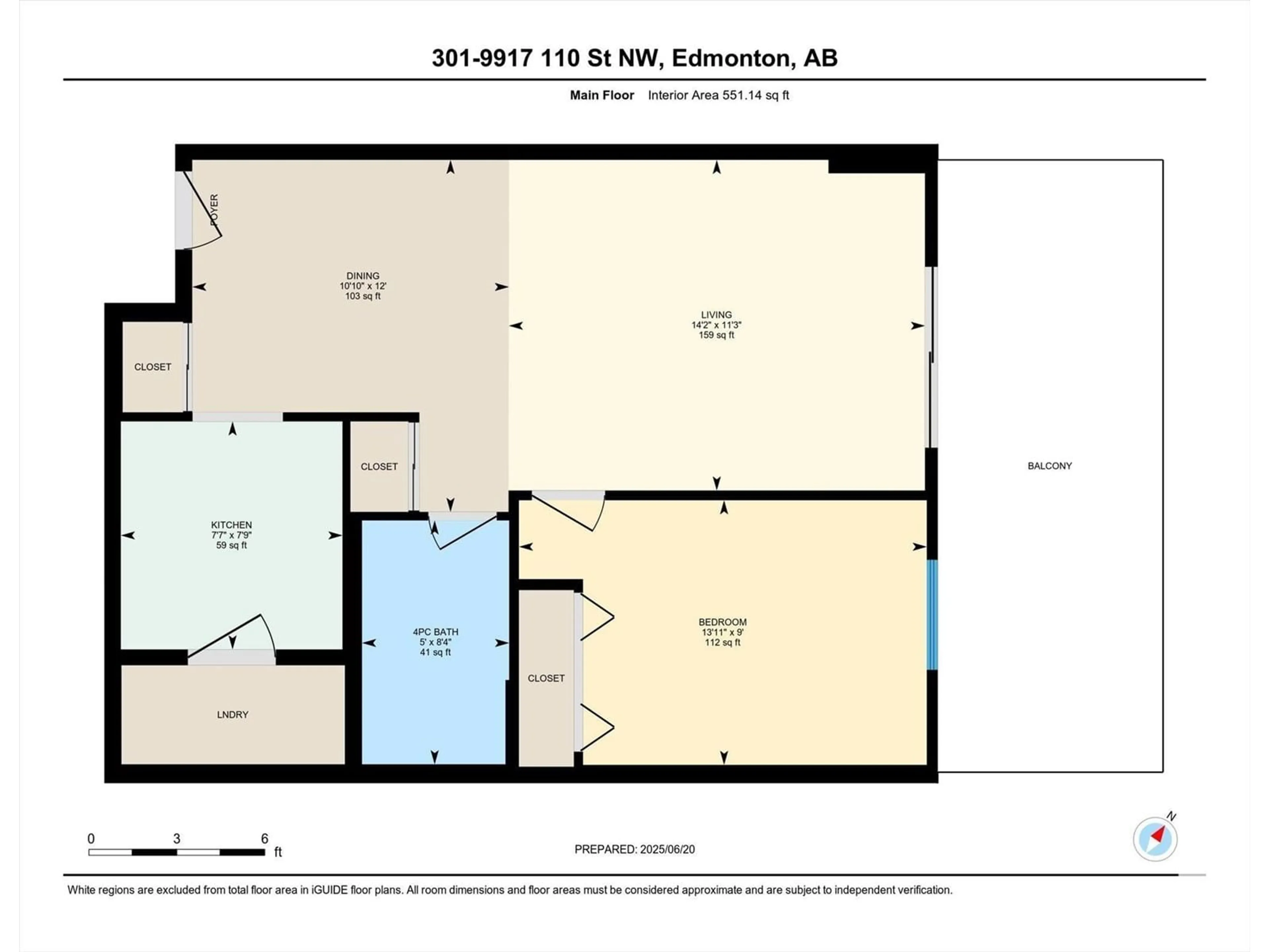 Floor plan for 301 - 9917 110 ST, Edmonton Alberta T5K2N4