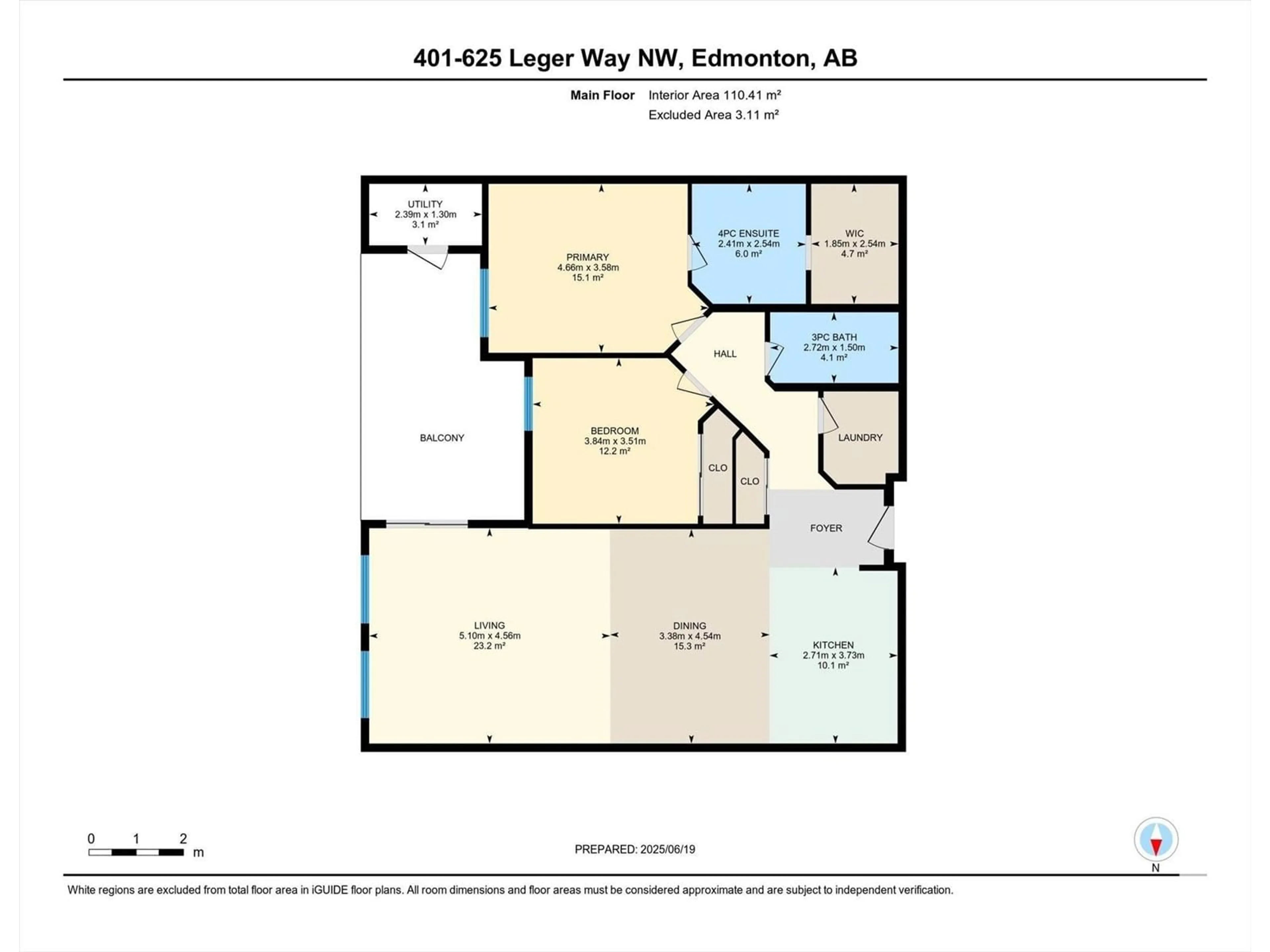 Floor plan for #401 - 625 LEGER WY, Edmonton Alberta T6R0W4