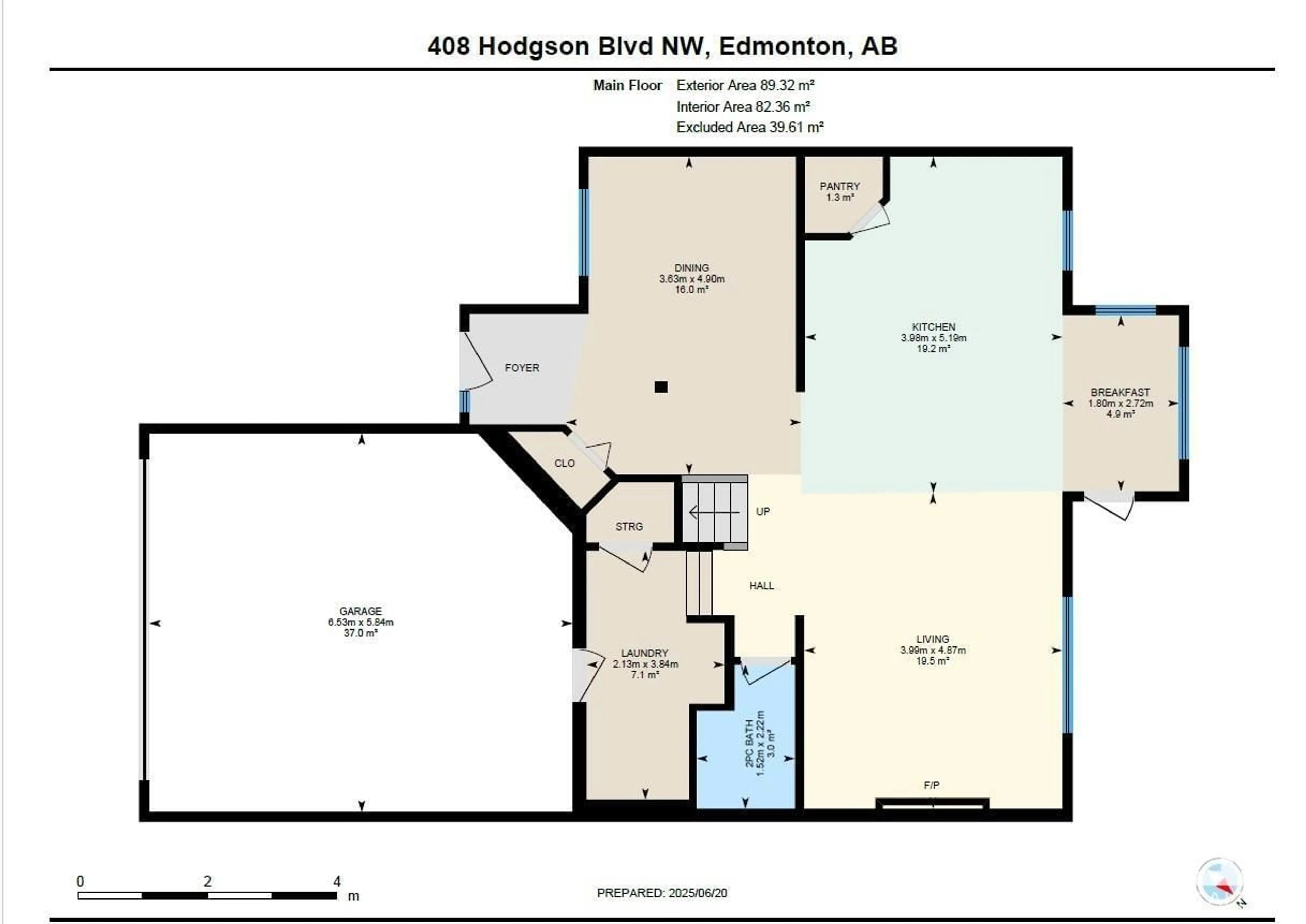 Floor plan for 408 HODGSON BV, Edmonton Alberta T6R3G4