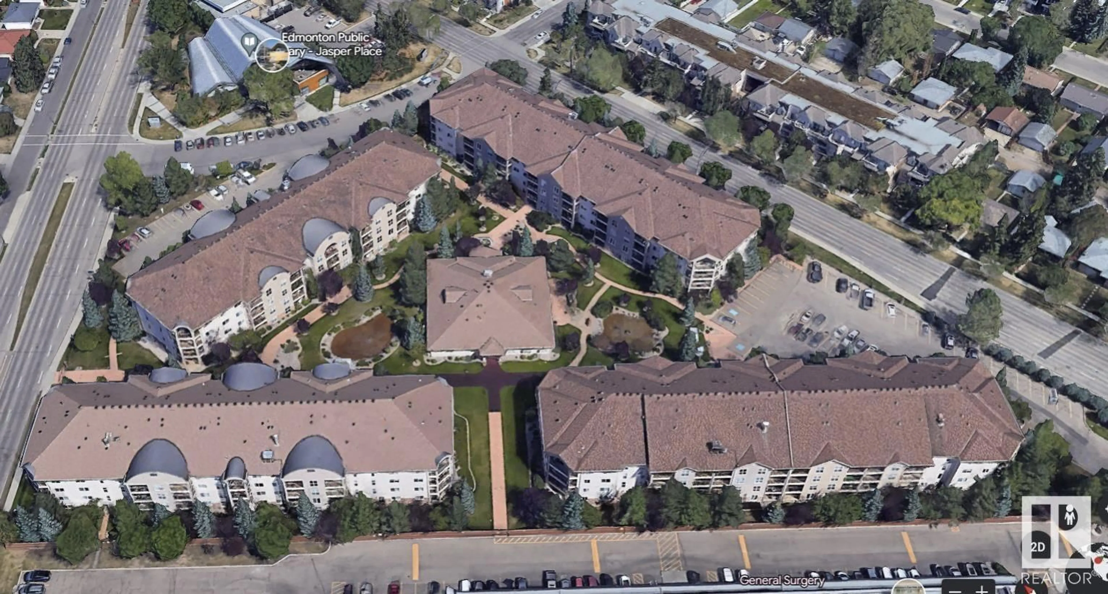 A pic from outside/outdoor area/front of a property/back of a property/a pic from drone, street for #102 - 8942 156 ST, Edmonton Alberta T5R5Z5