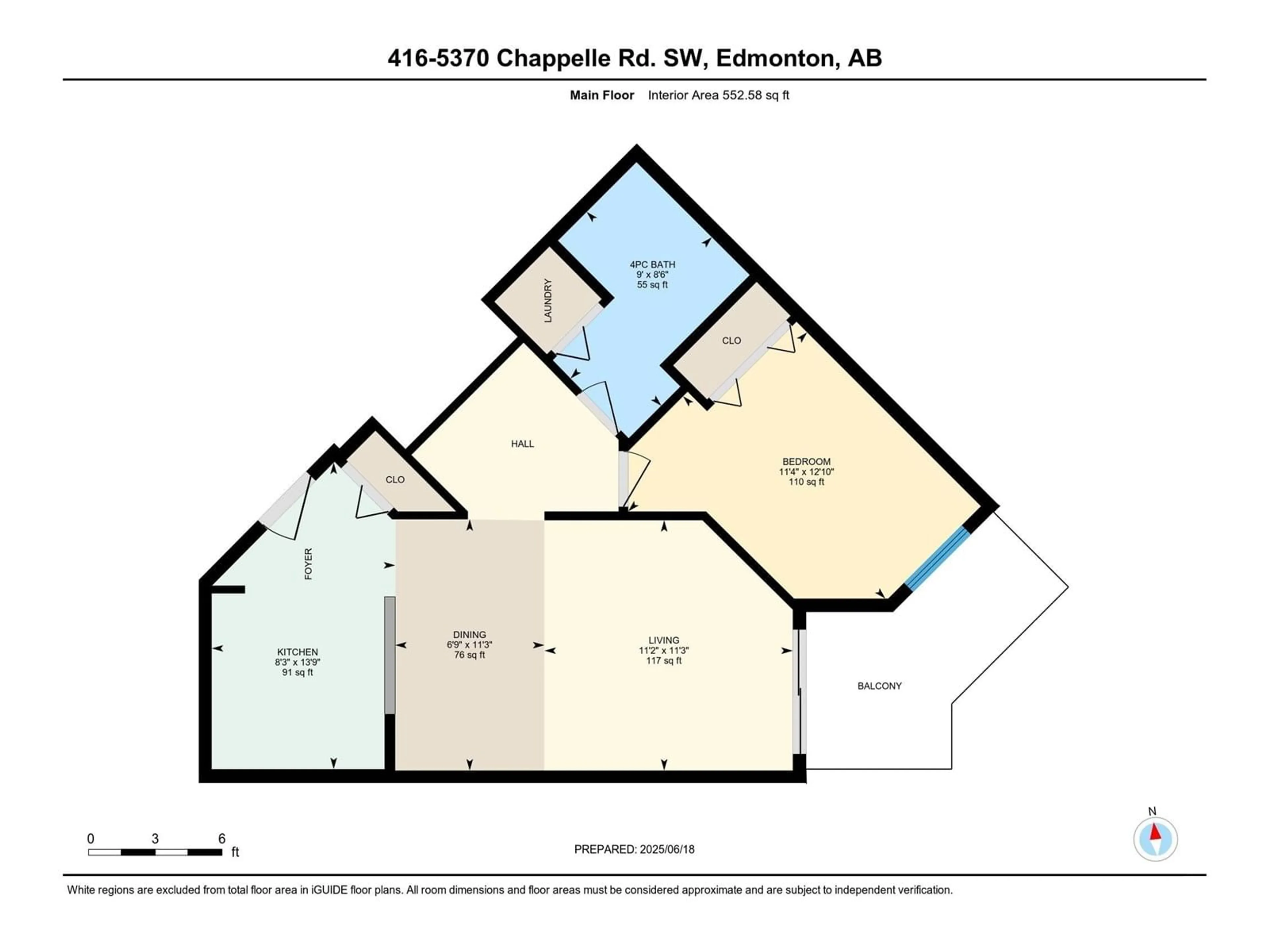 Floor plan for #416 - 5370 CHAPPELLE RD, Edmonton Alberta T6W3L5