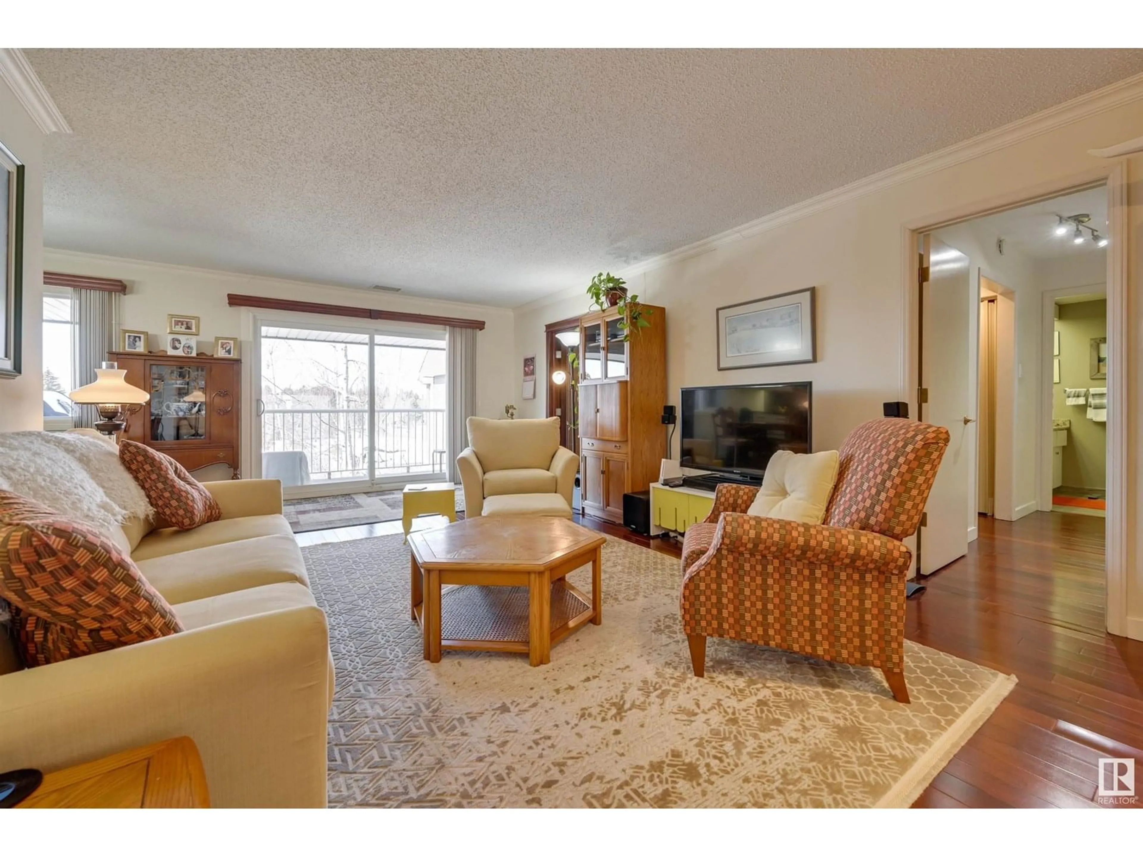 Living room with furniture, unknown for #408 - 14810 51 AV, Edmonton Alberta T6H5G5